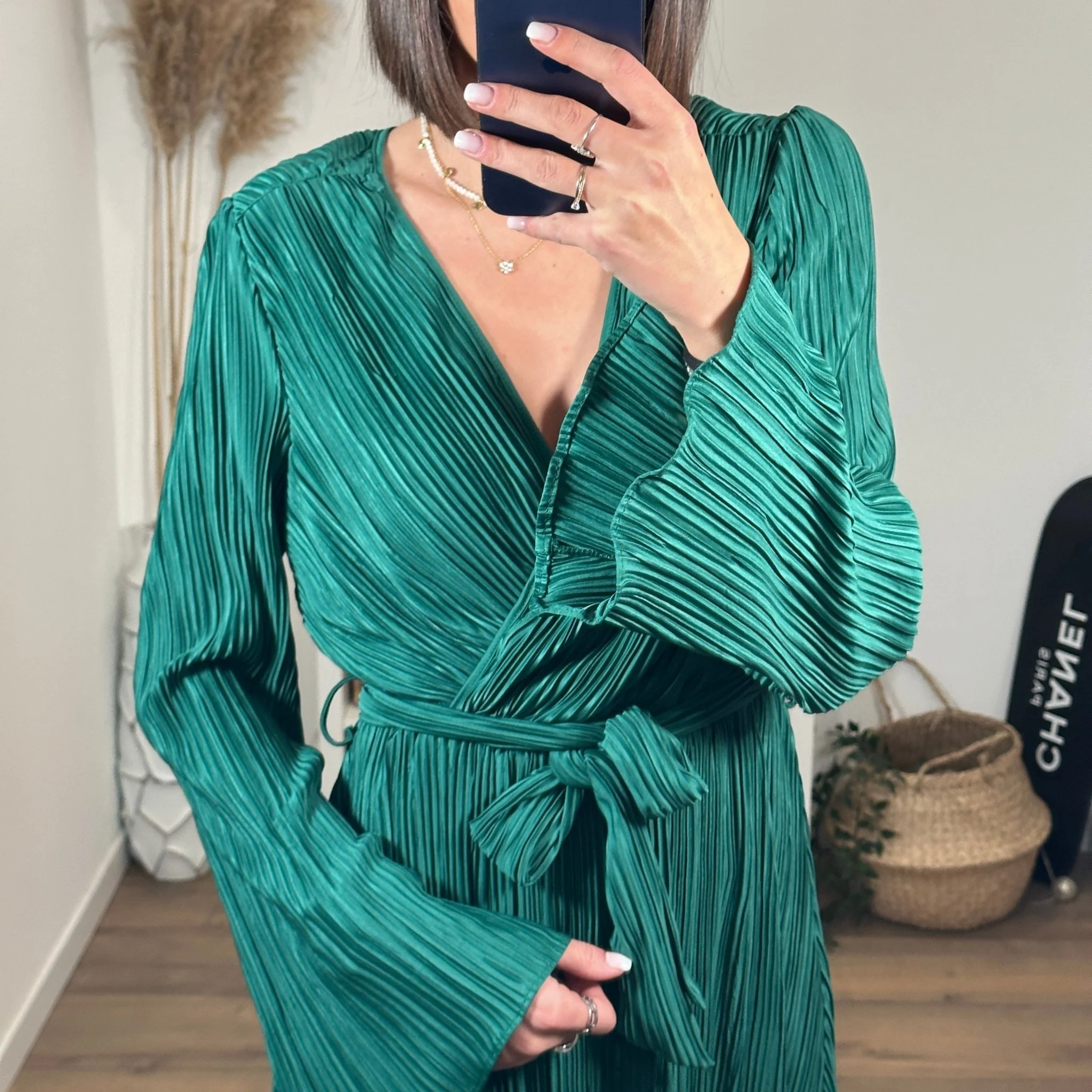 ROBE FLUIDE PLISSEE VERTE GIULIA - Image 3