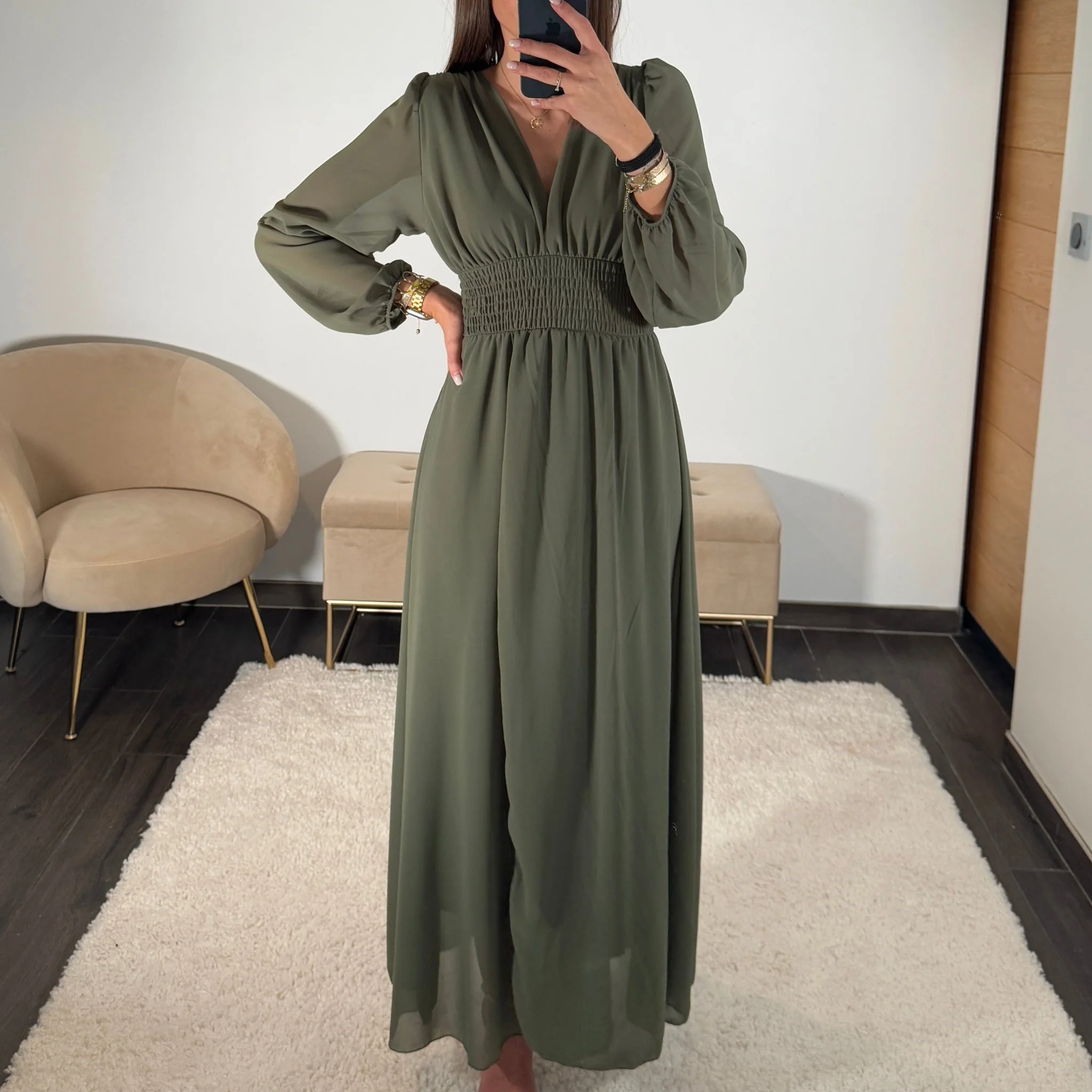 ROBE KAKI FLUIDE MARTA