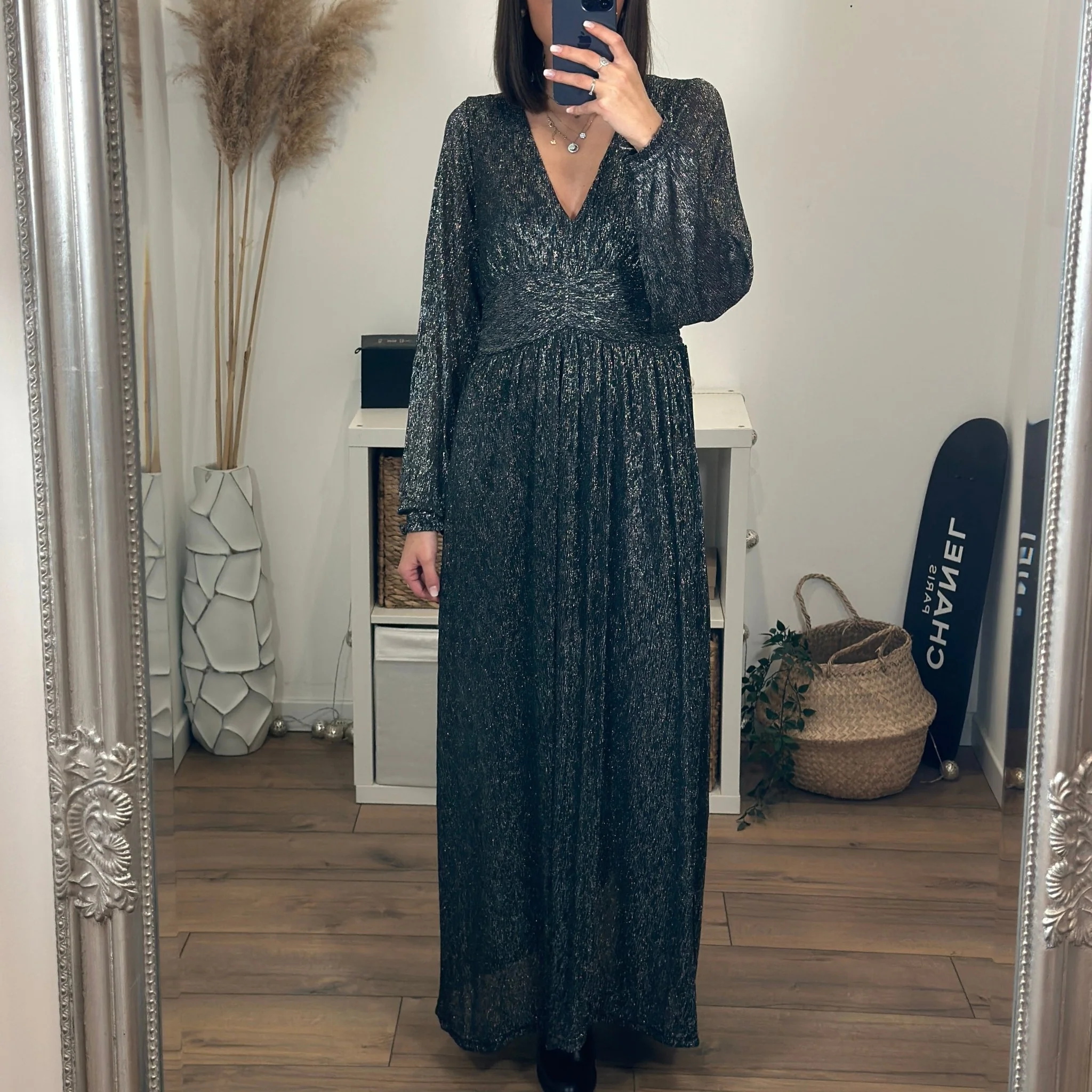 ROBE LONGUE NOIRE/ARGENT CANDICE