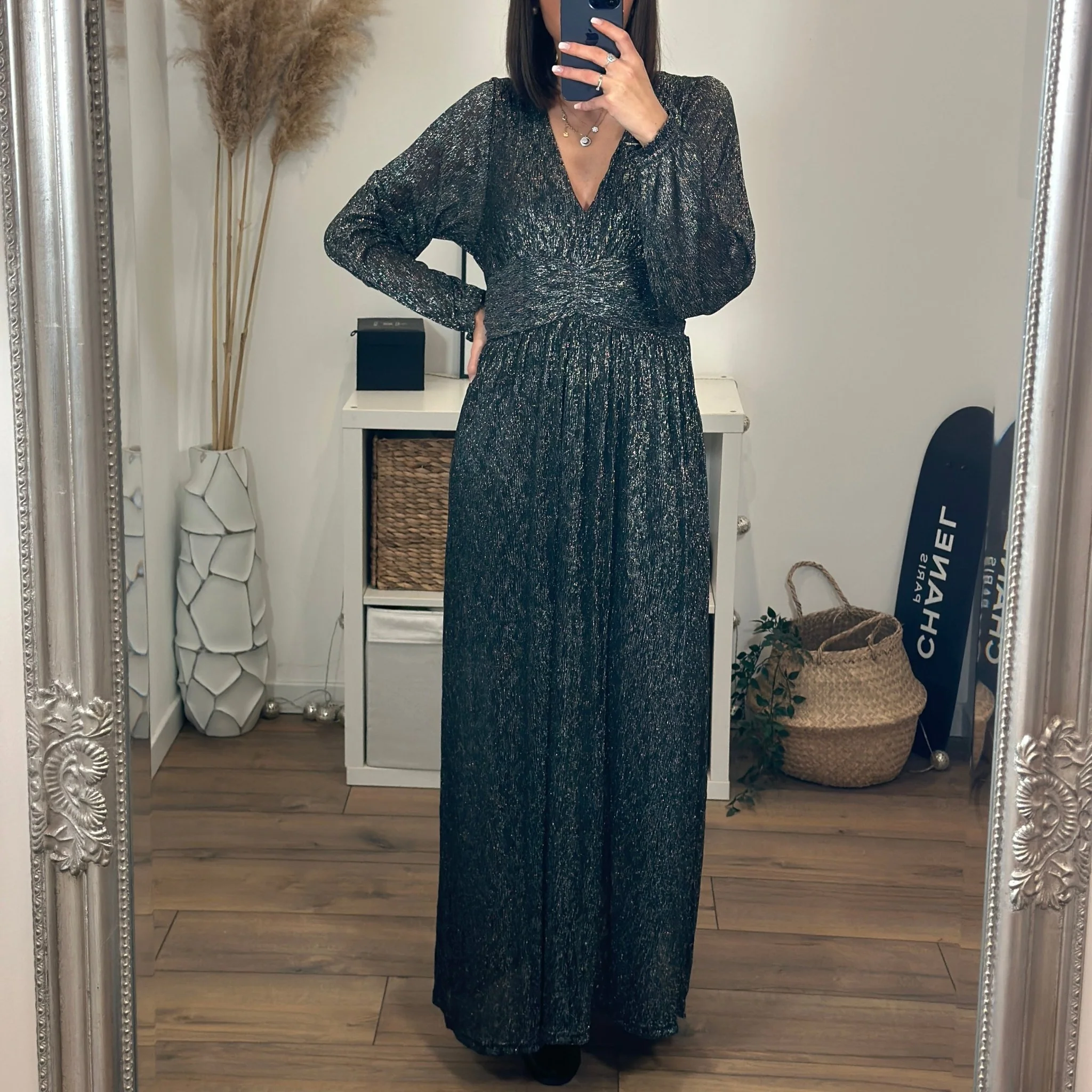 ROBE LONGUE NOIRE/ARGENT CANDICE - Image 2