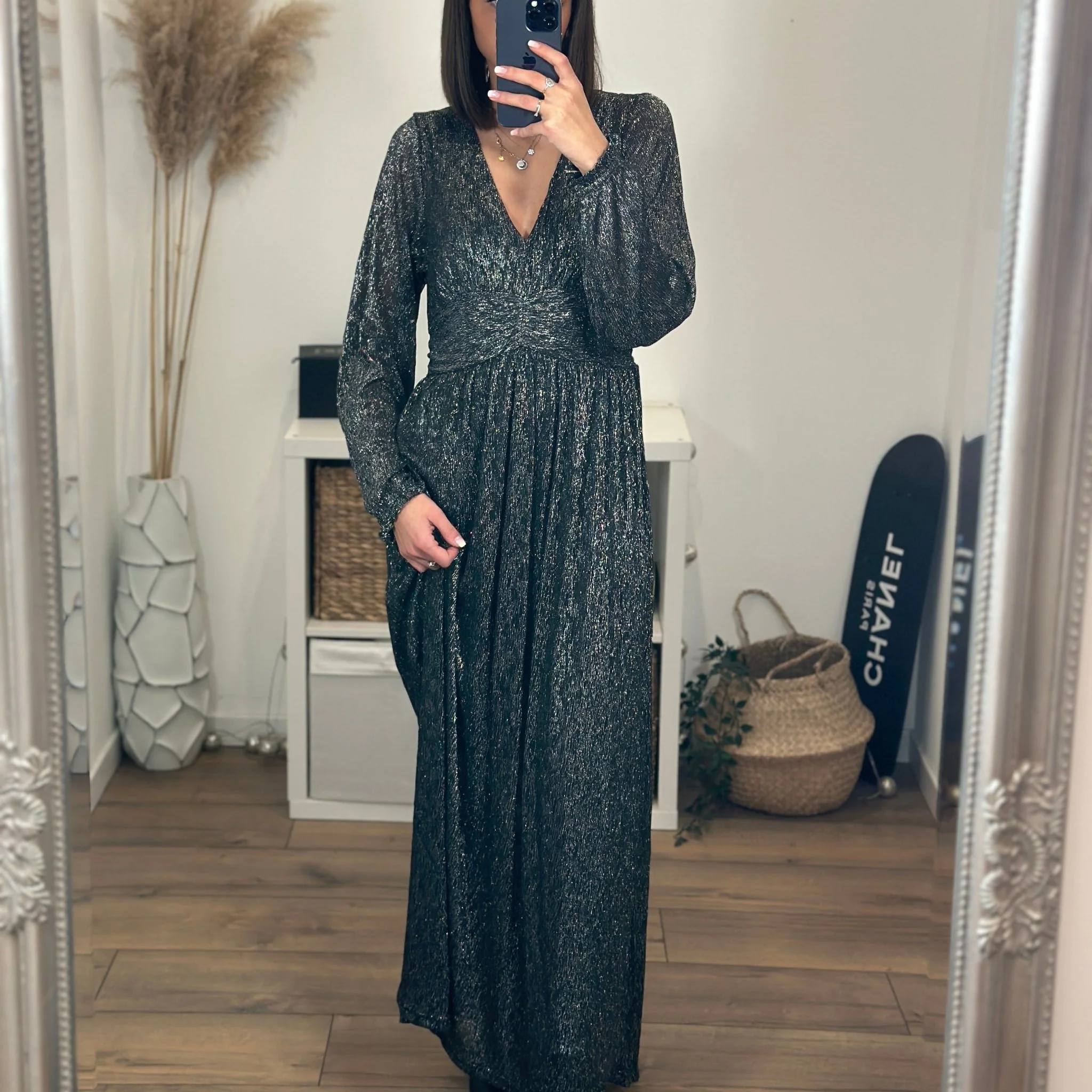 ROBE LONGUE NOIRE/ARGENT CANDICE - Image 3
