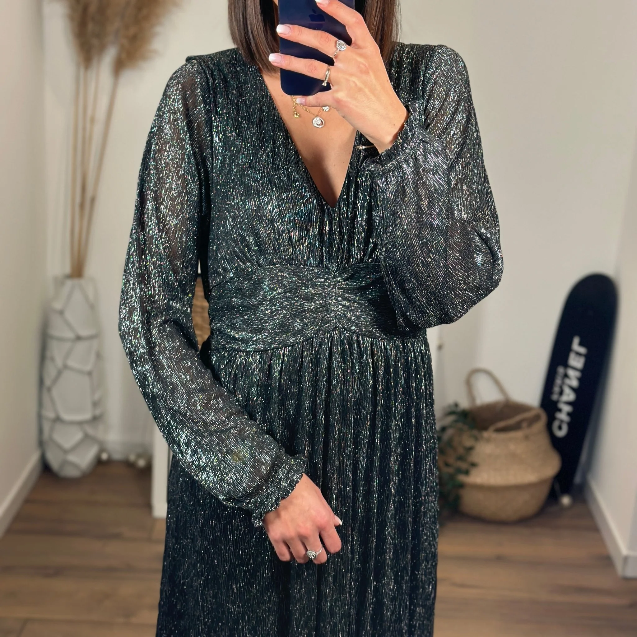 ROBE LONGUE NOIRE/ARGENT CANDICE - Image 4