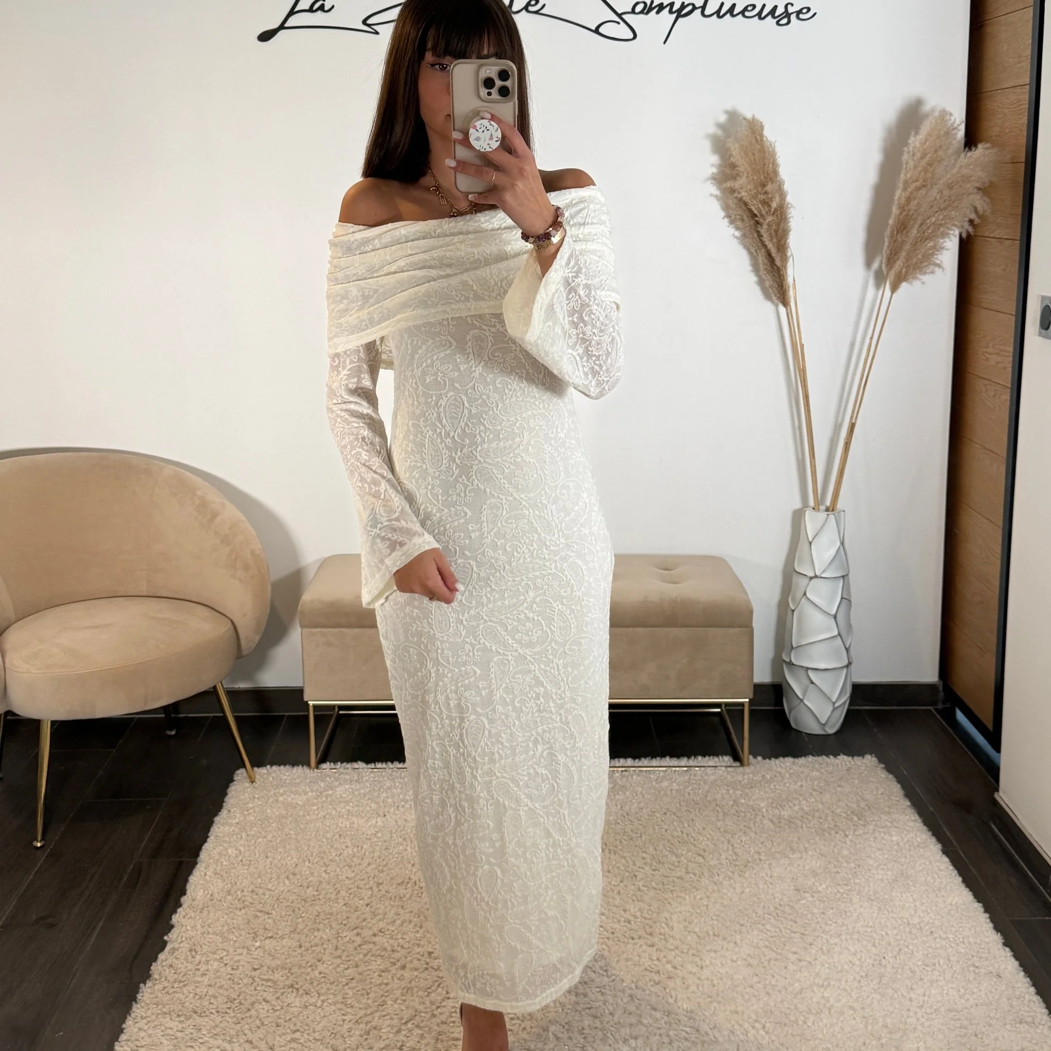 ROBE LONGUE BEIGE ALBA