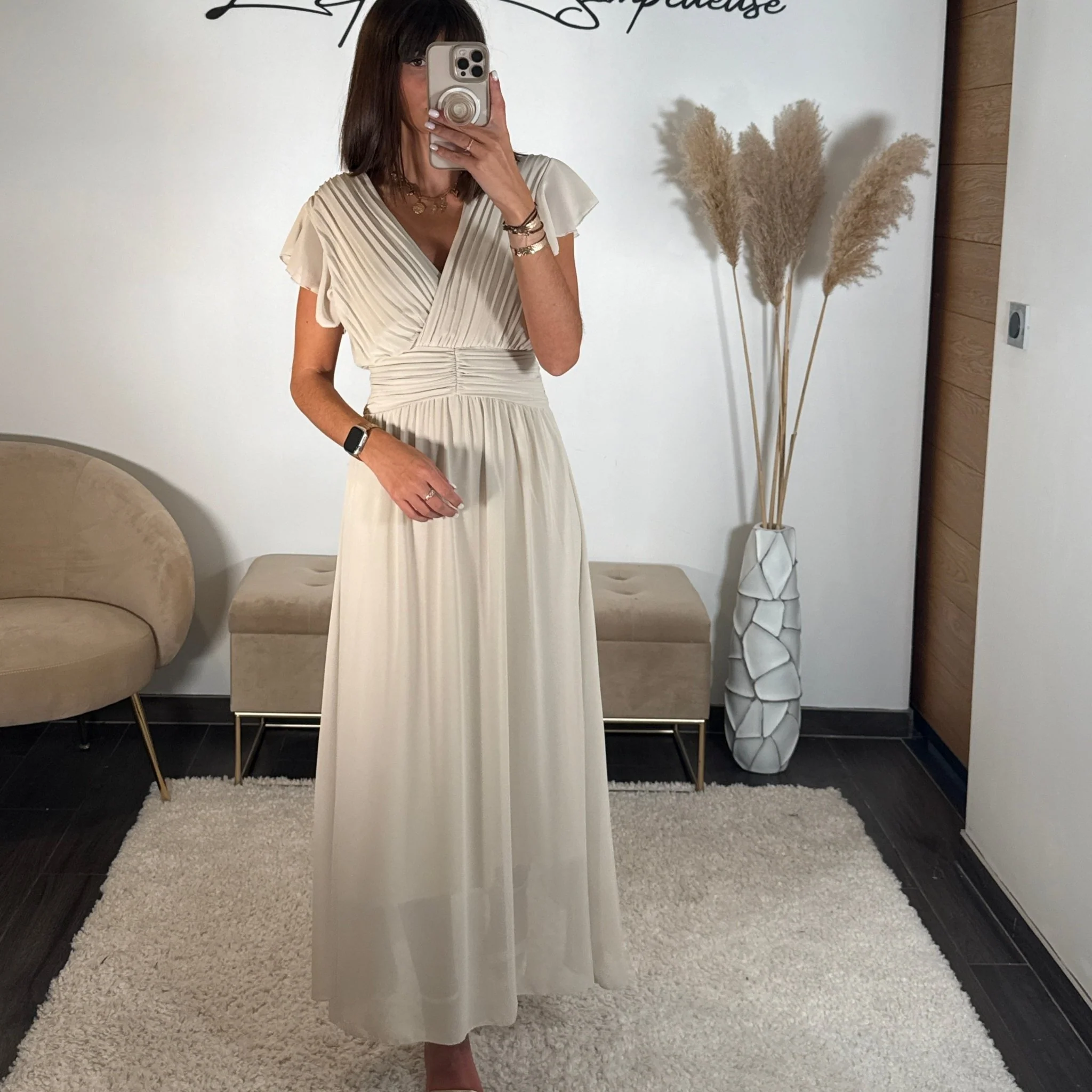 ROBE LONGUE BEIGE CHARLIE
