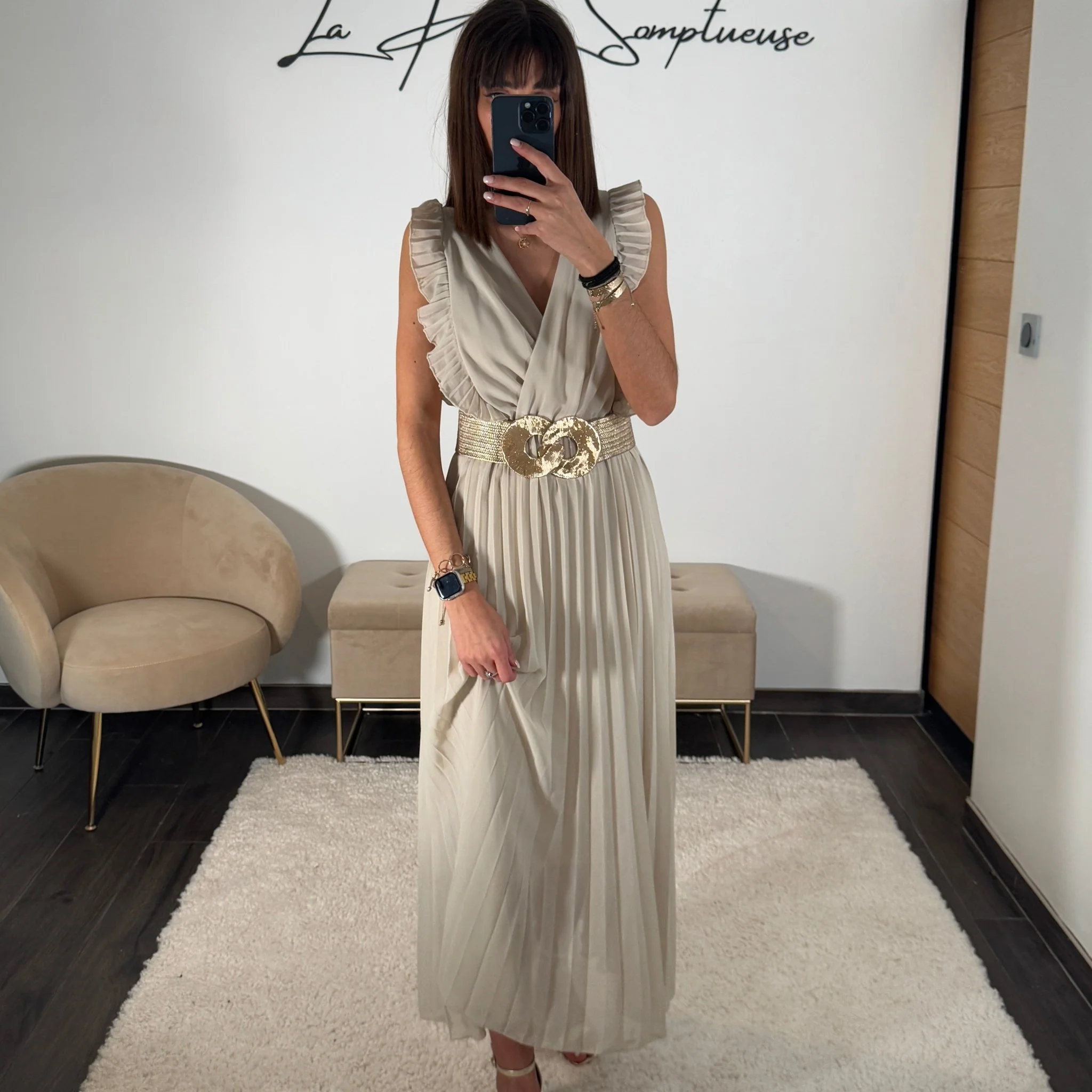 ROBE LONGUE BEIGE GABRIELLE