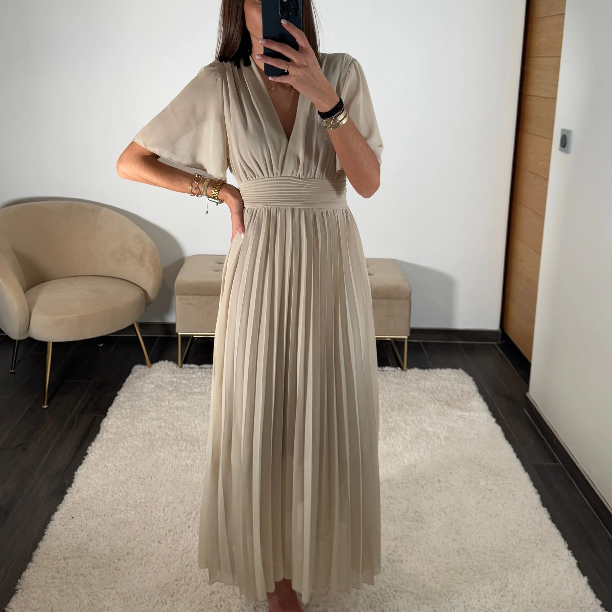 ROBE LONGUE BEIGE KARENE