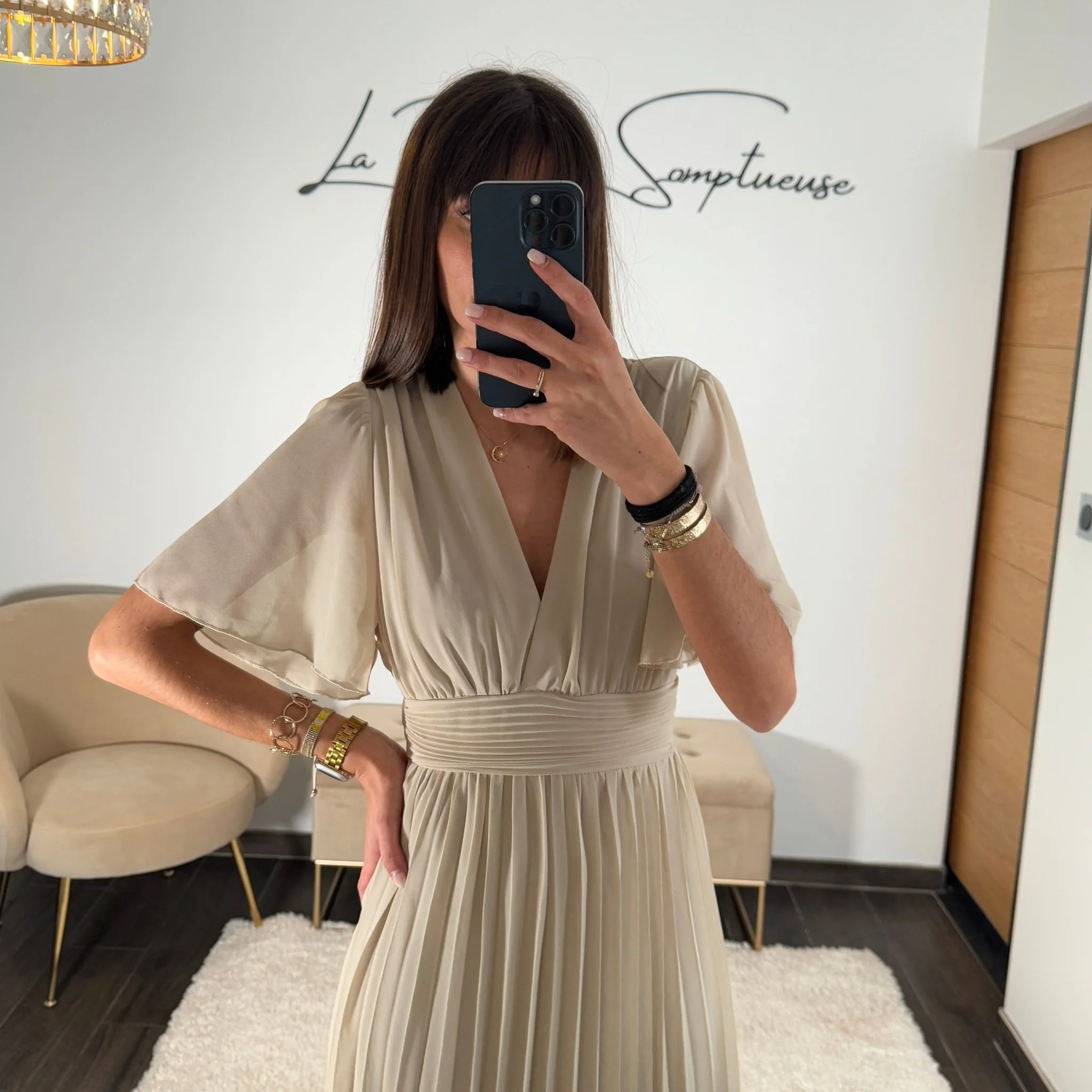 ROBE LONGUE BEIGE KARENE - Image 2