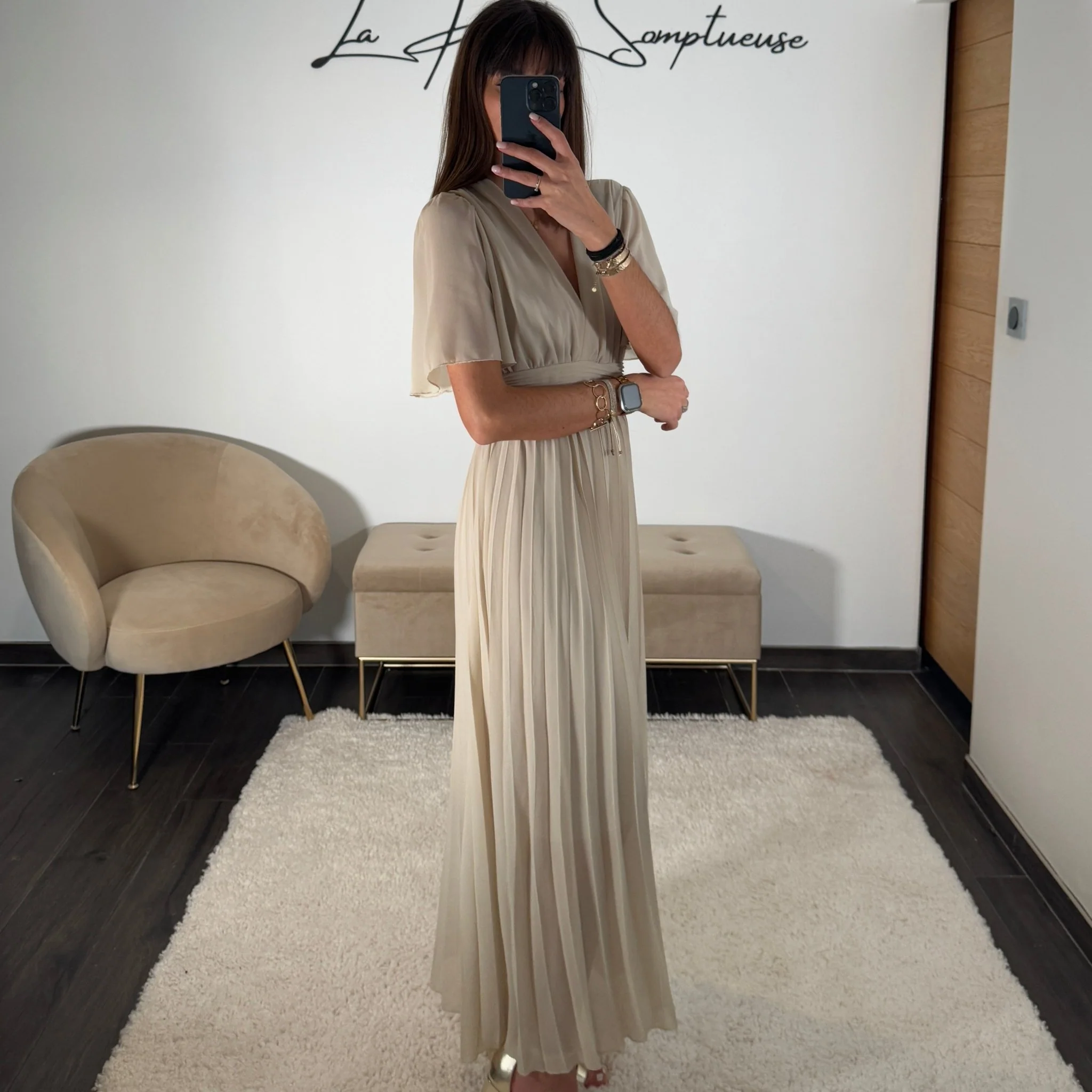 ROBE LONGUE BEIGE KARENE - Image 3