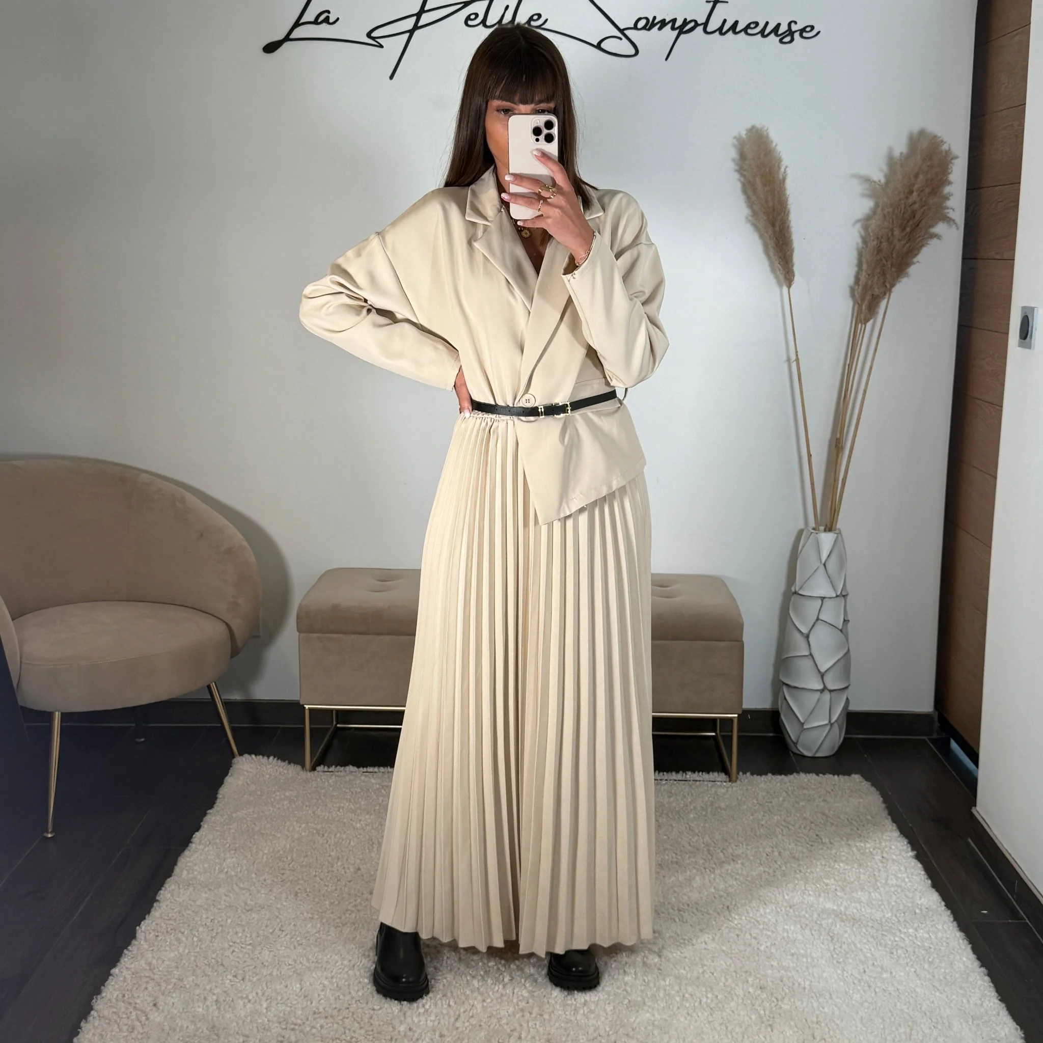 ROBE LONGUE BLAZER BEIGE SHERA