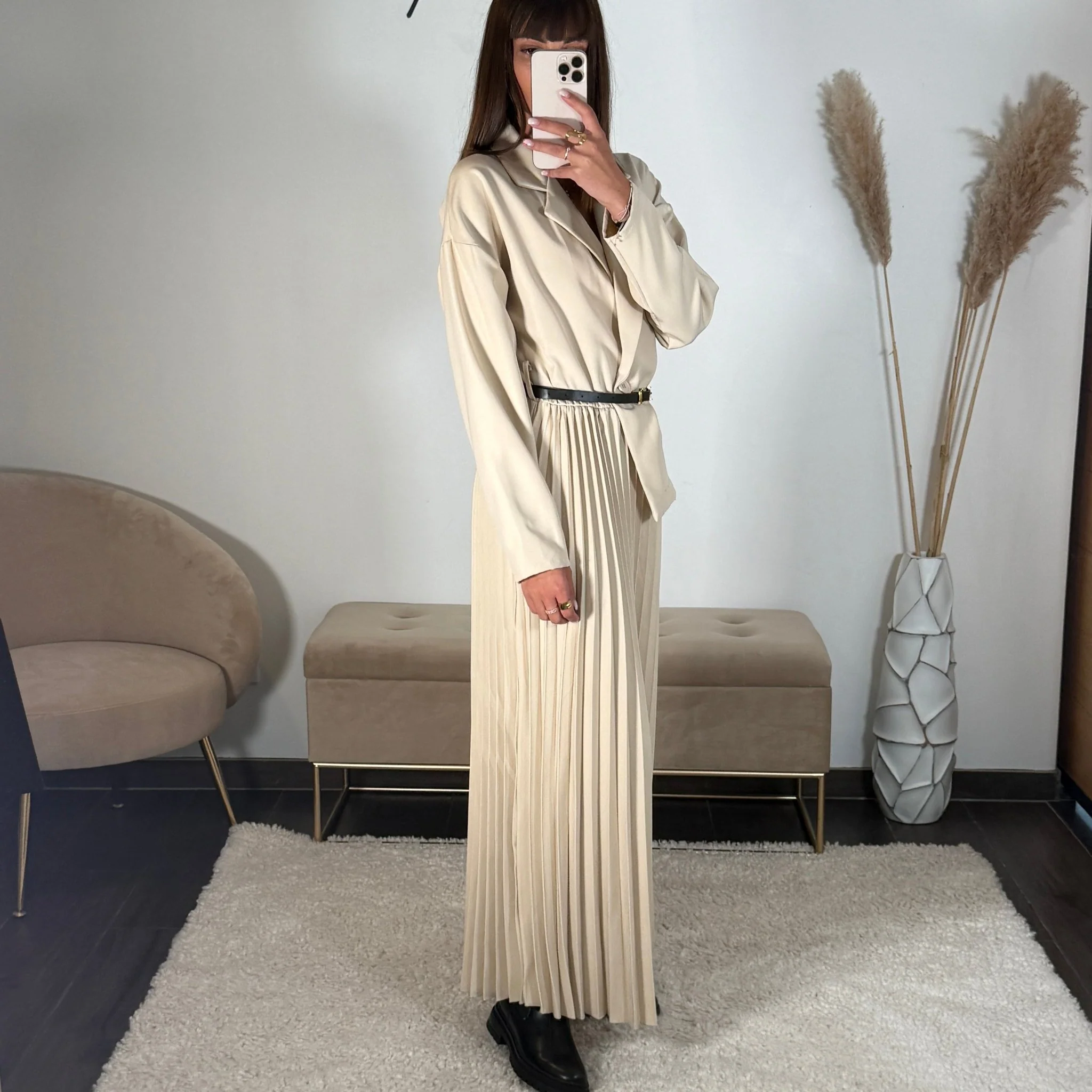 ROBE LONGUE BLAZER BEIGE SHERA - Image 2