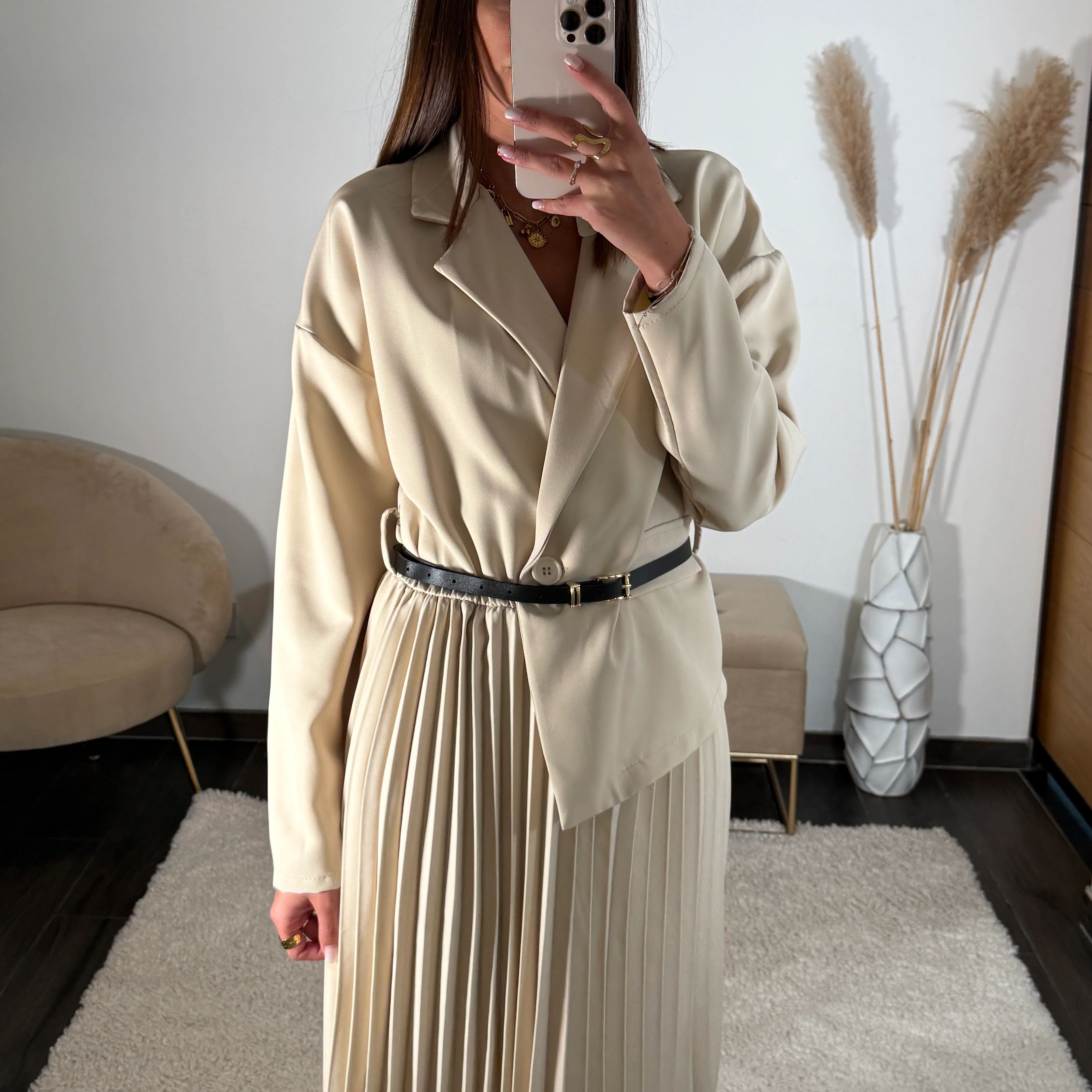 ROBE LONGUE BLAZER BEIGE SHERA - Image 4
