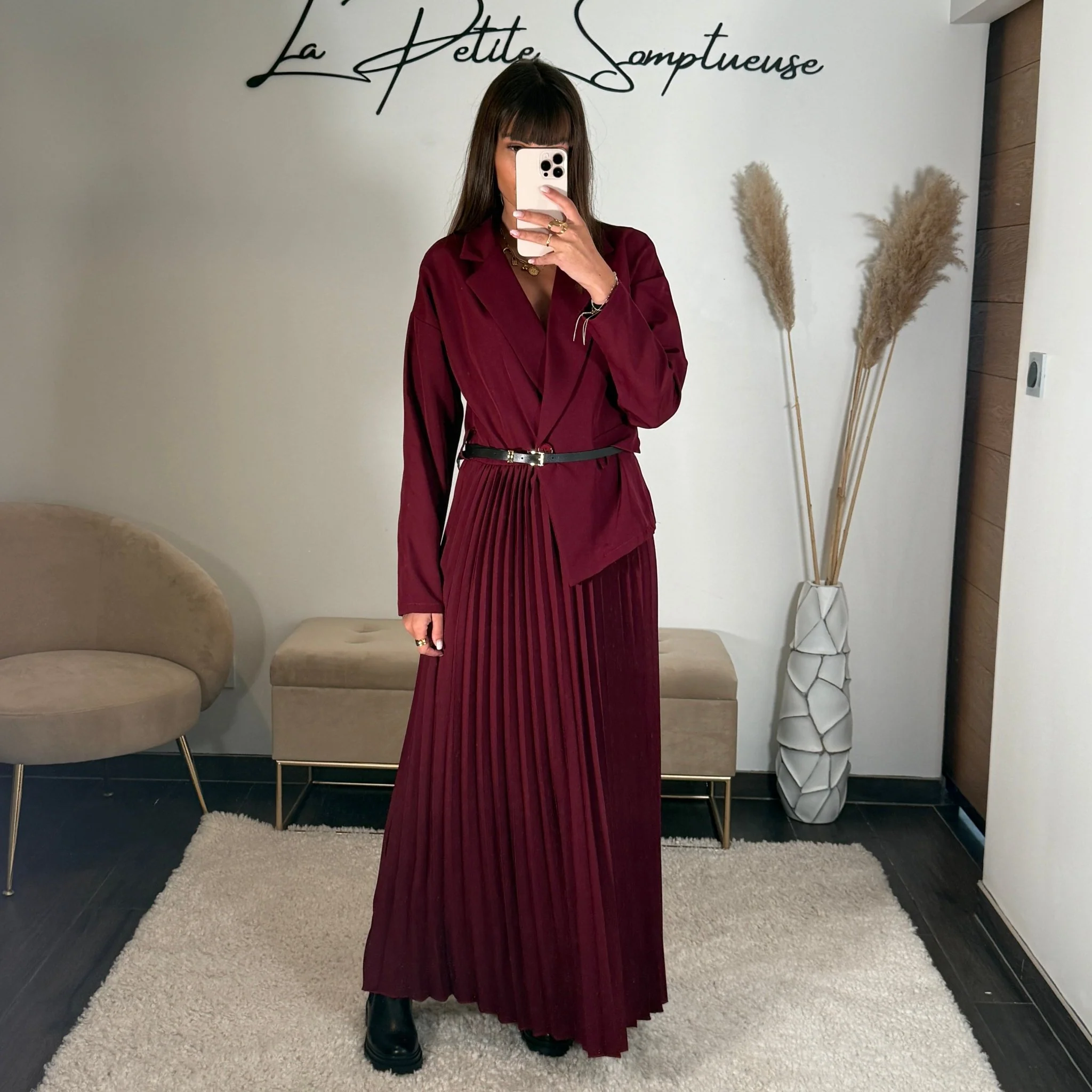 ROBE LONGUE BLAZER BORDEAUX SHERA - Image 2
