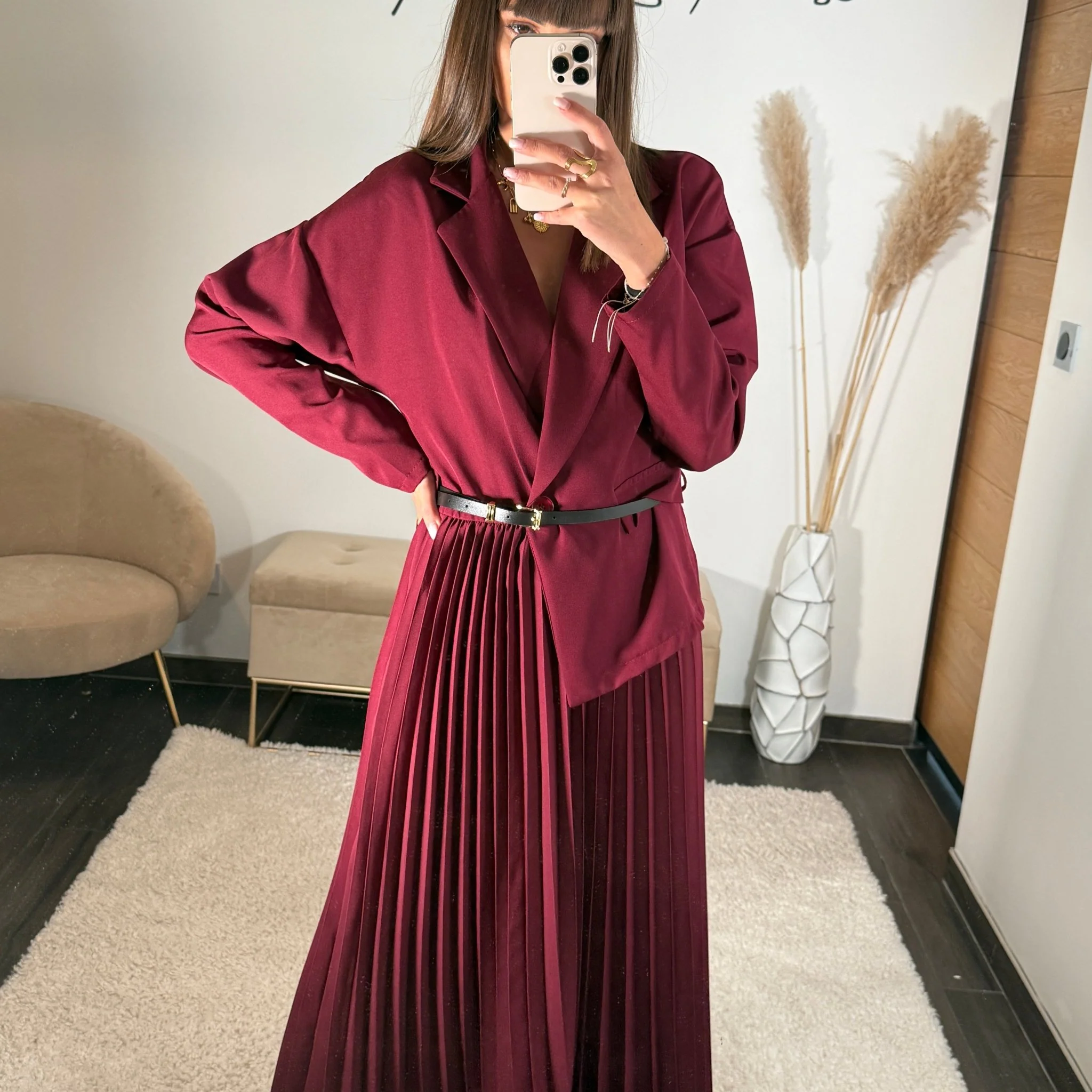 ROBE LONGUE BLAZER BORDEAUX SHERA - Image 3