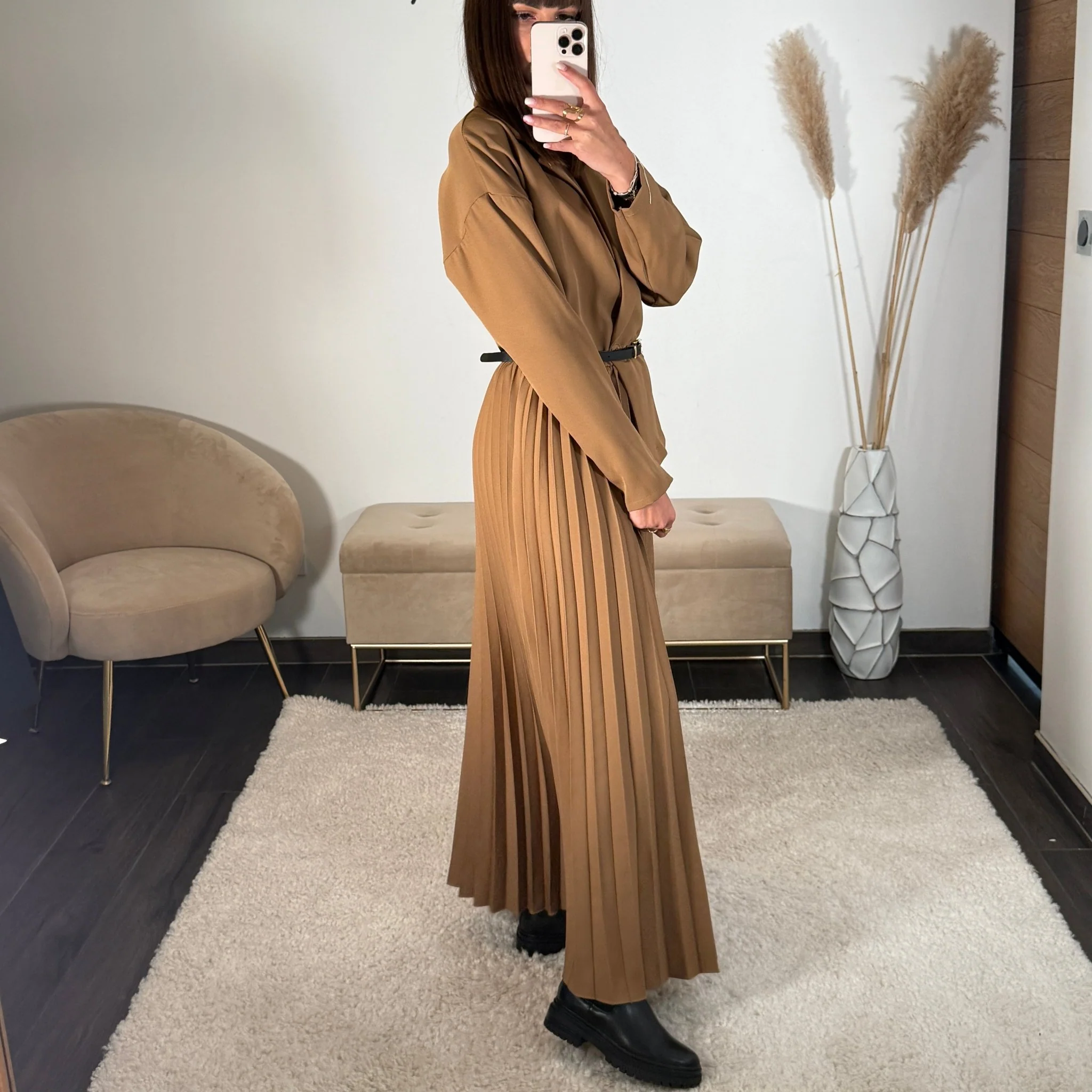 ROBE LONGUE BLAZER CAMEL SHERA - Image 3