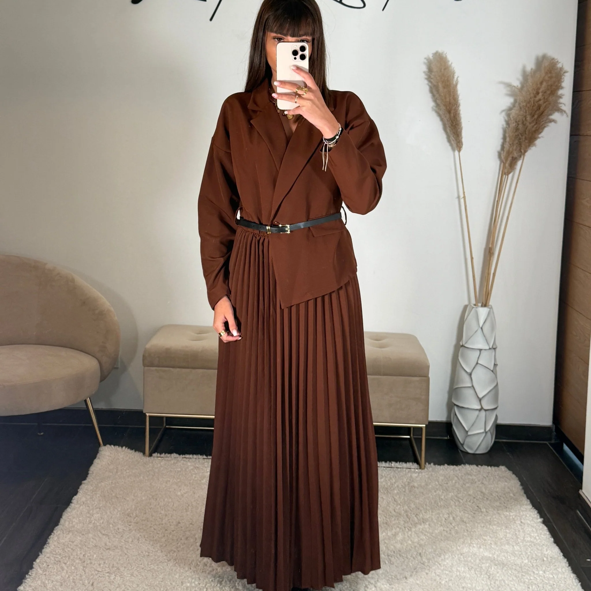 ROBE LONGUE BLAZER MARRON SHERA