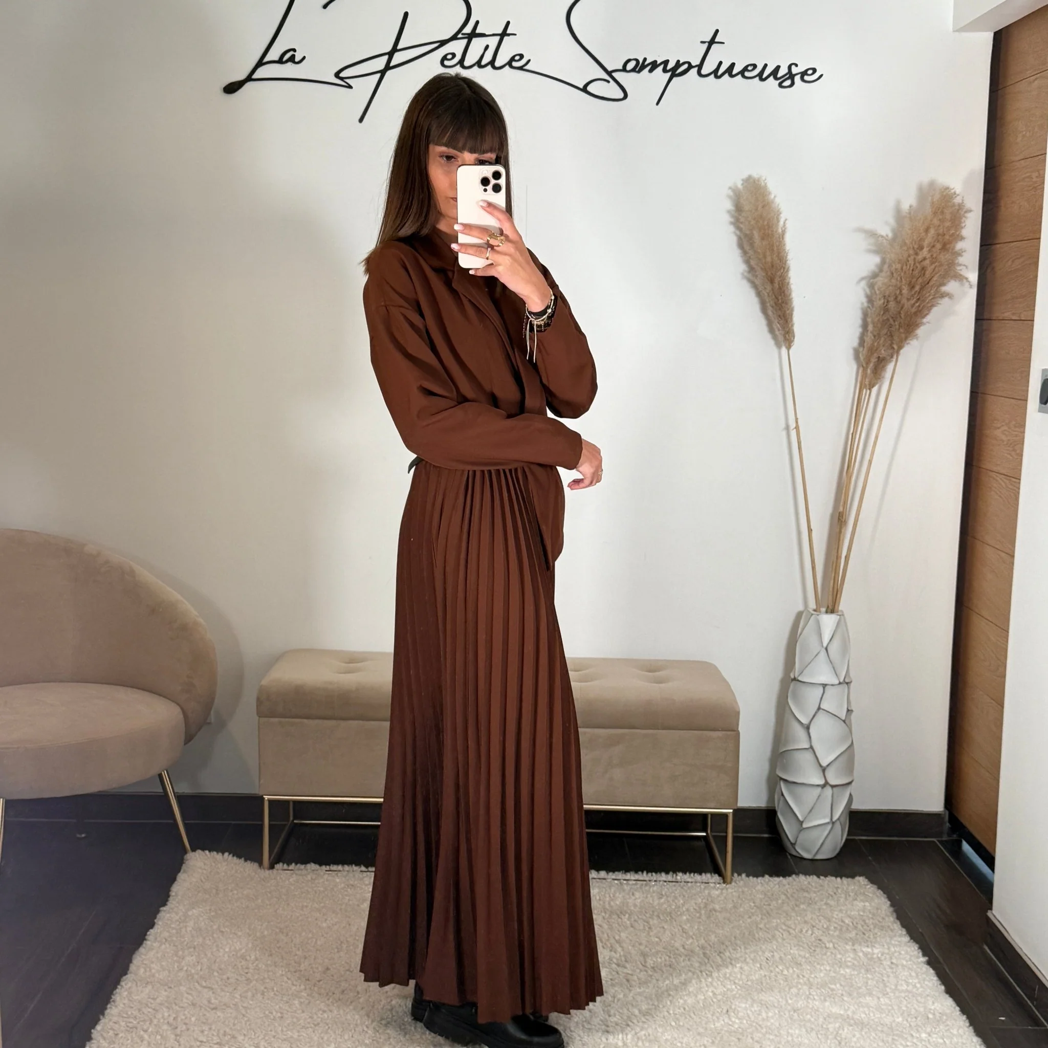 ROBE LONGUE BLAZER MARRON SHERA - Image 2