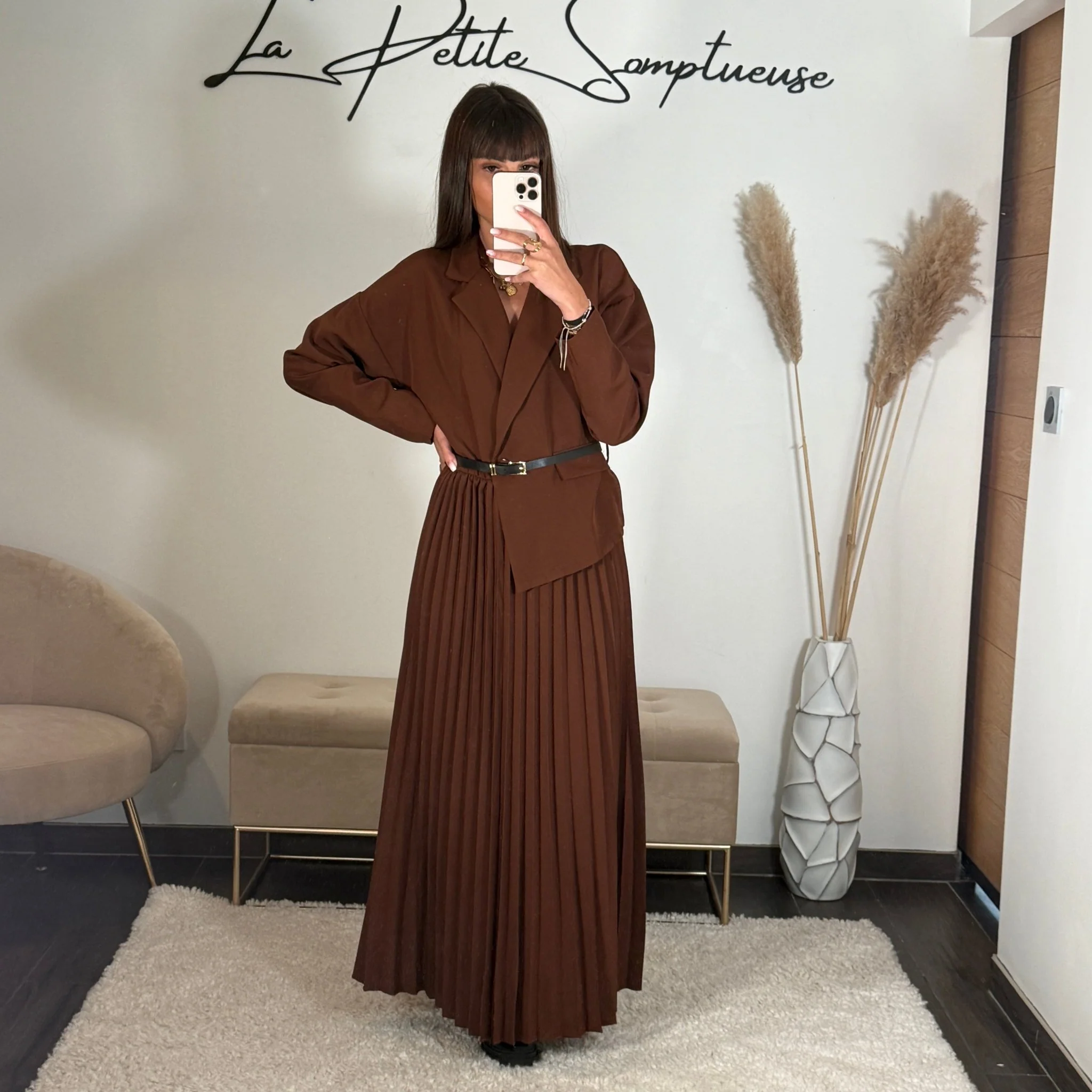 ROBE LONGUE BLAZER MARRON SHERA - Image 3