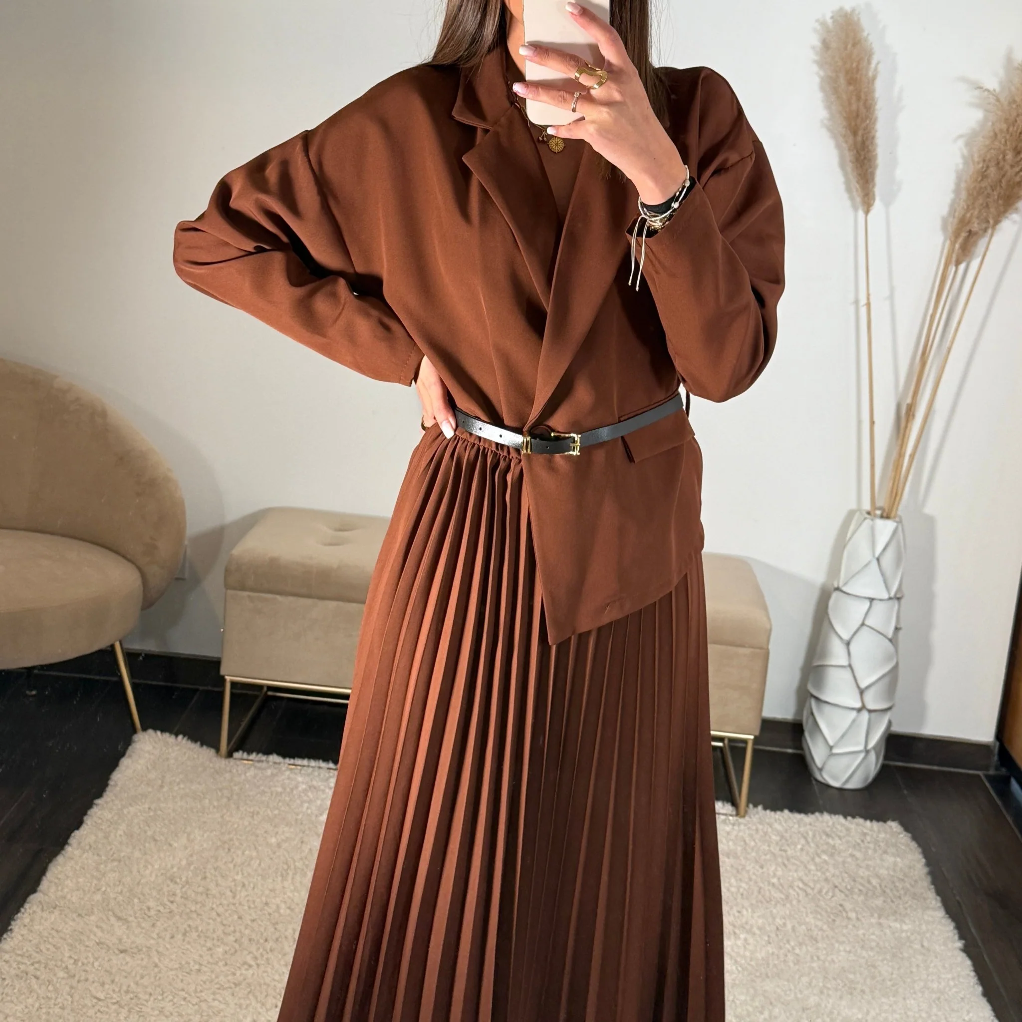 ROBE LONGUE BLAZER MARRON SHERA - Image 4