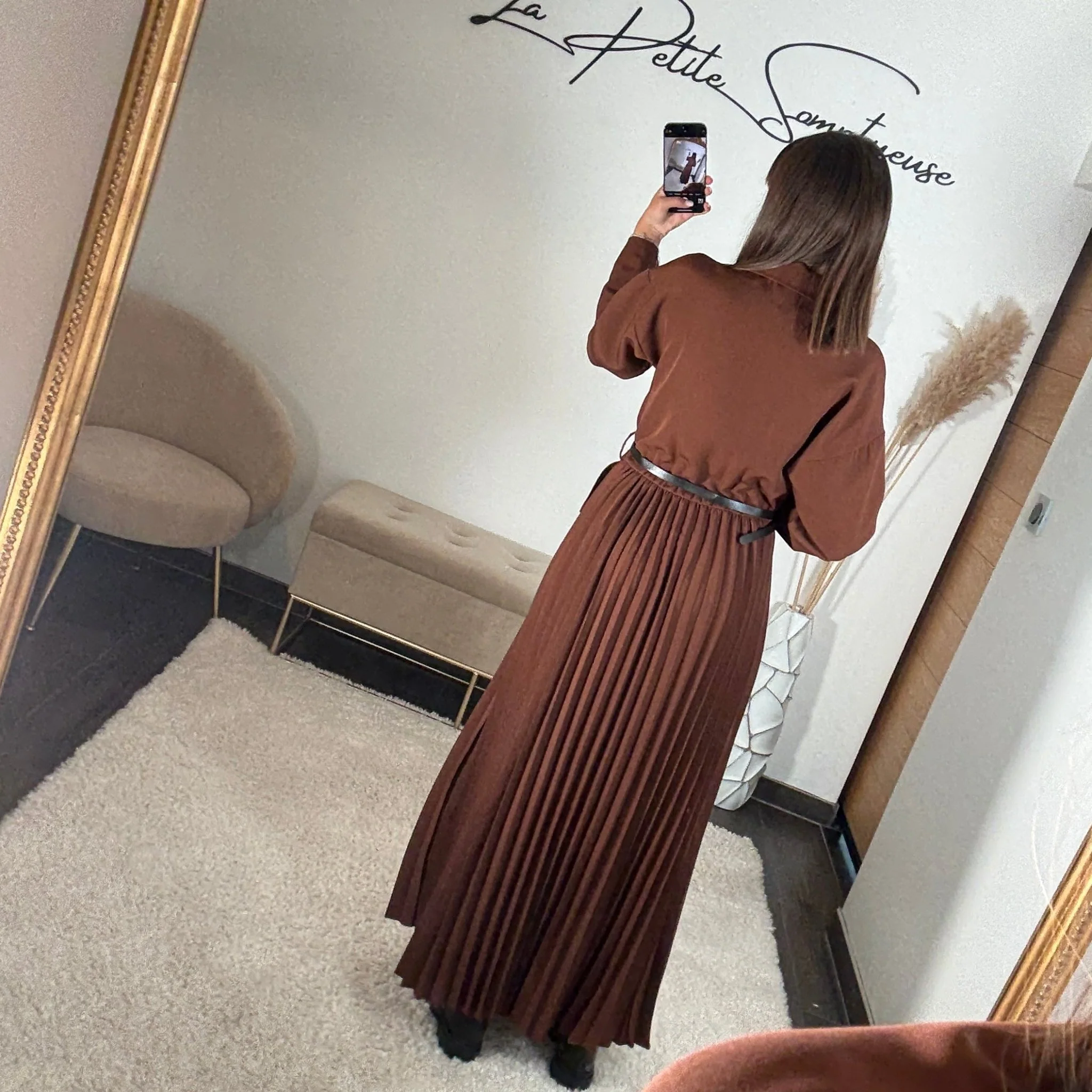 ROBE LONGUE BLAZER MARRON SHERA - Image 5