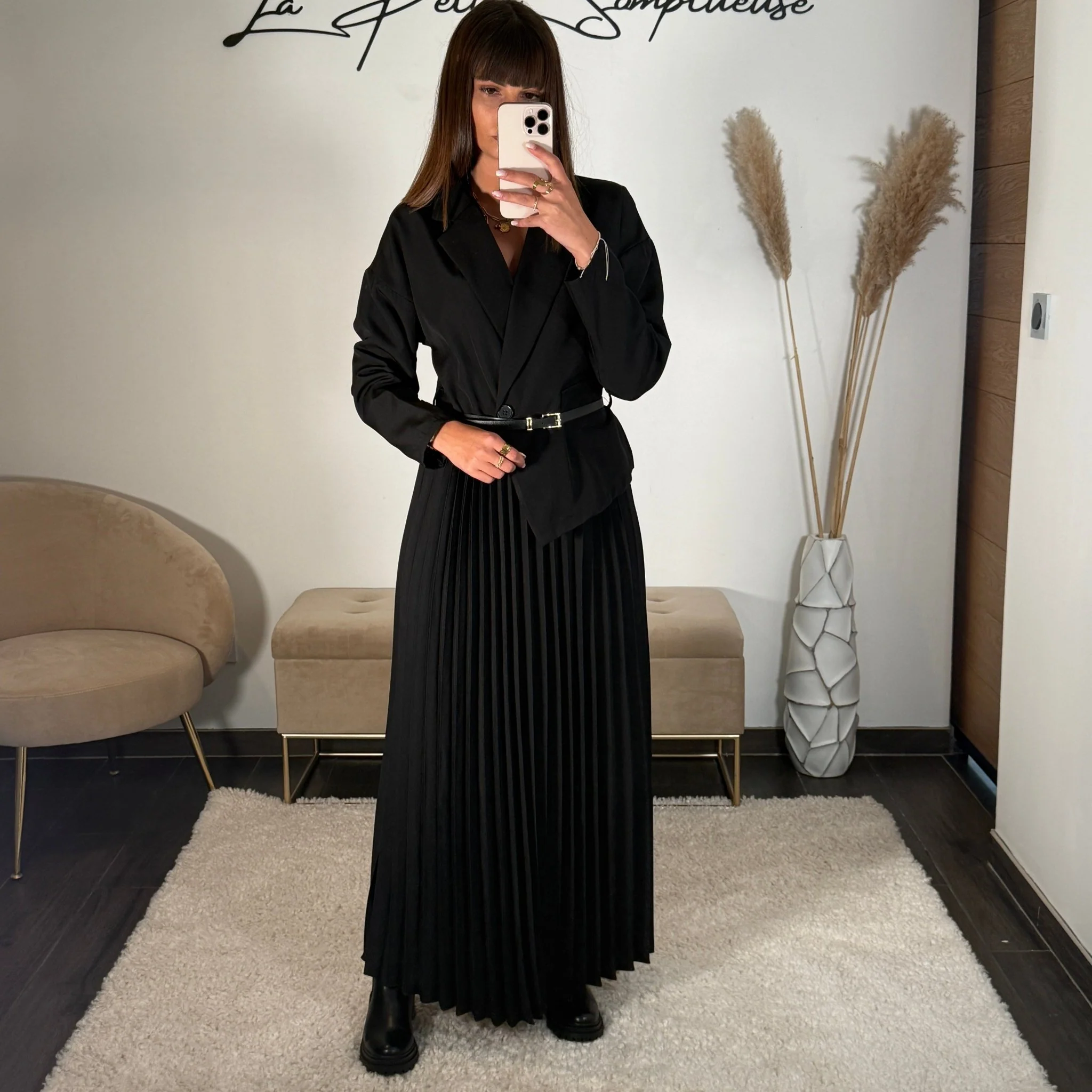 ROBE LONGUE BLAZER NOIR SHERA