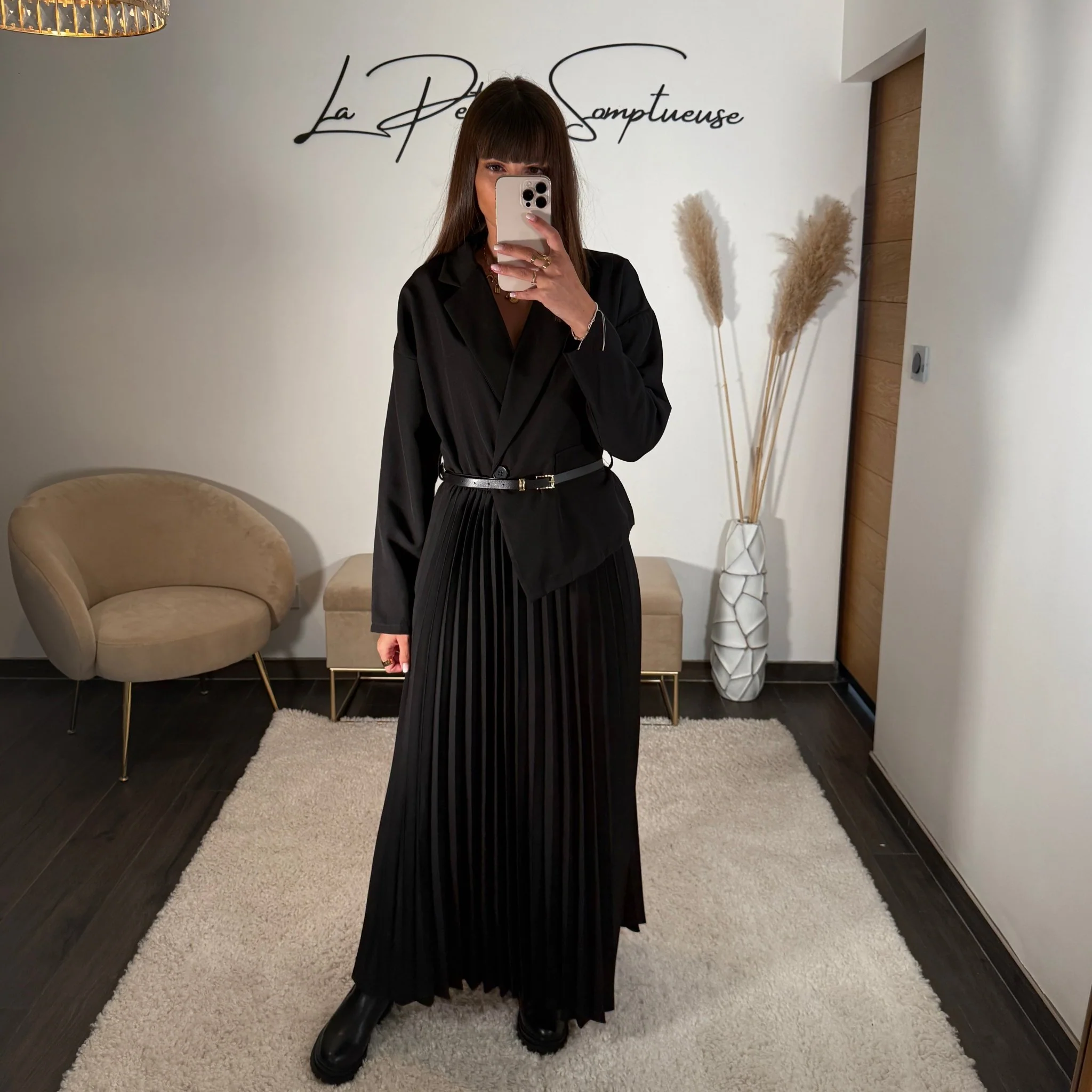 ROBE LONGUE BLAZER NOIR SHERA - Image 2