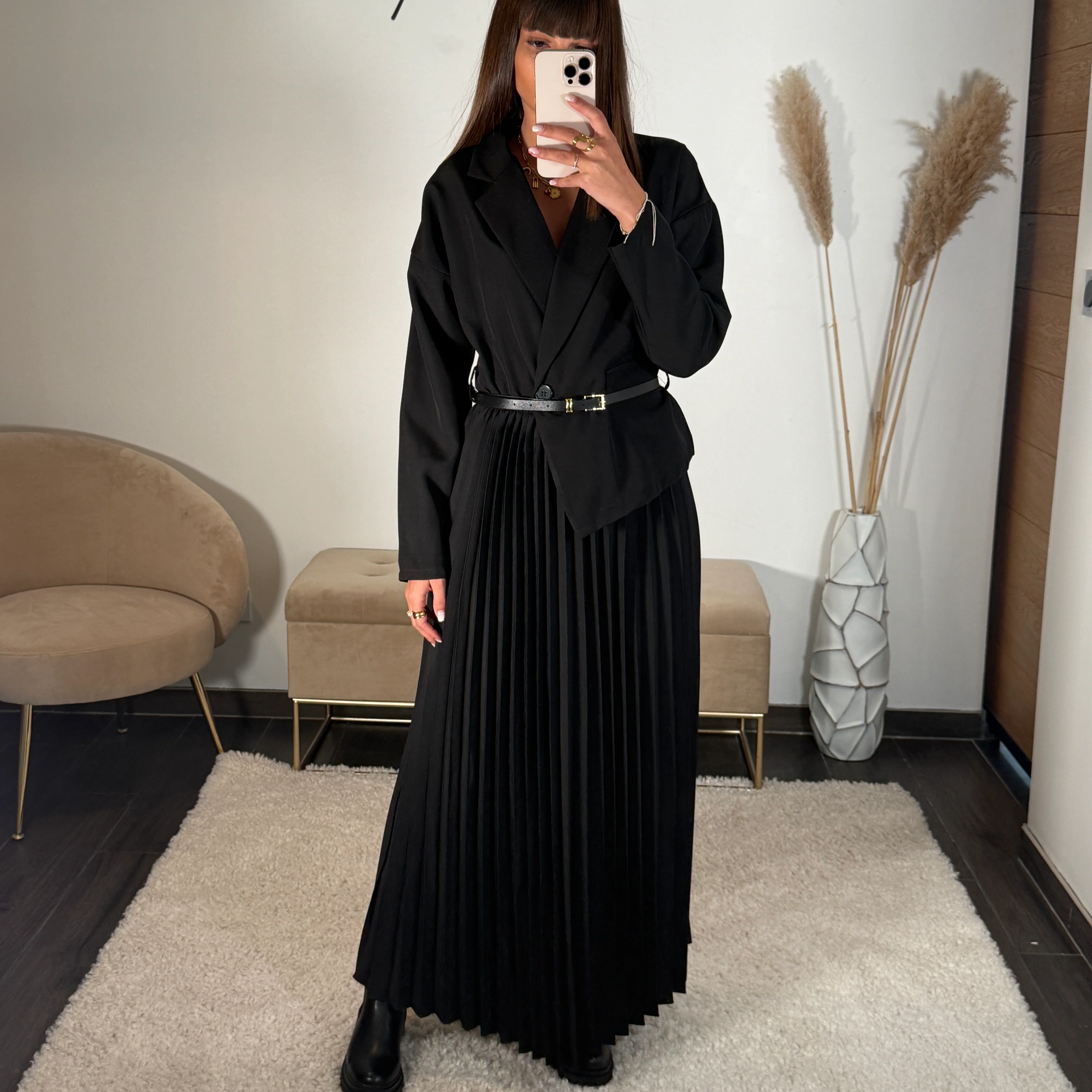 ROBE LONGUE BLAZER NOIR SHERA - Image 3