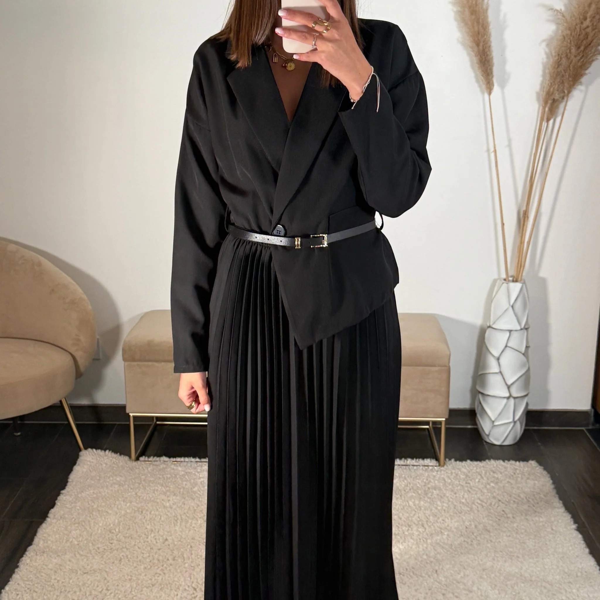ROBE LONGUE BLAZER NOIR SHERA - Image 4