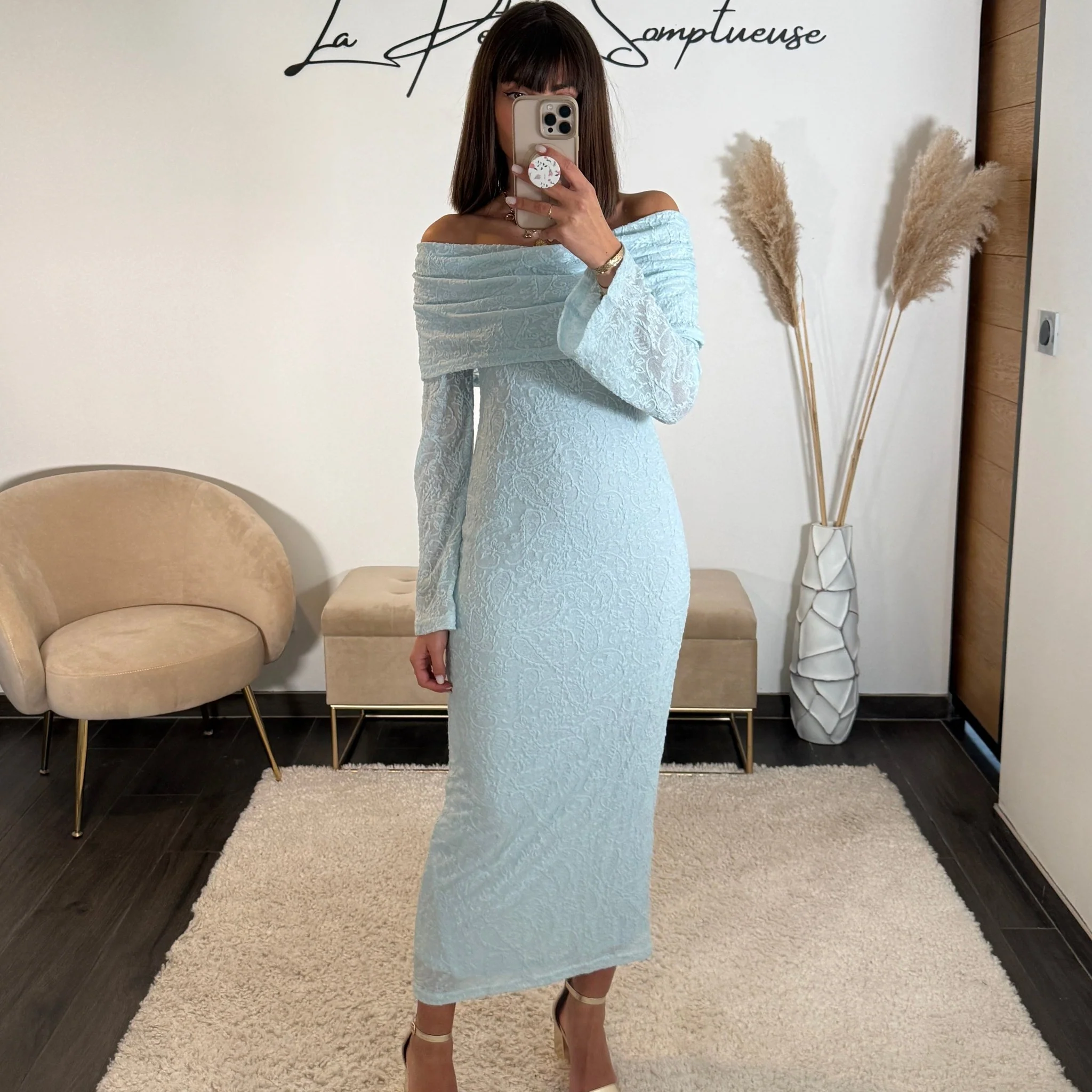 ROBE LONGUE BLEU CIEL ALBA