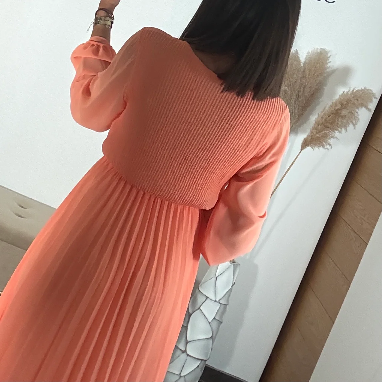 ROBE LONGUE PECHE/ORANGE ELODIE - Image 4