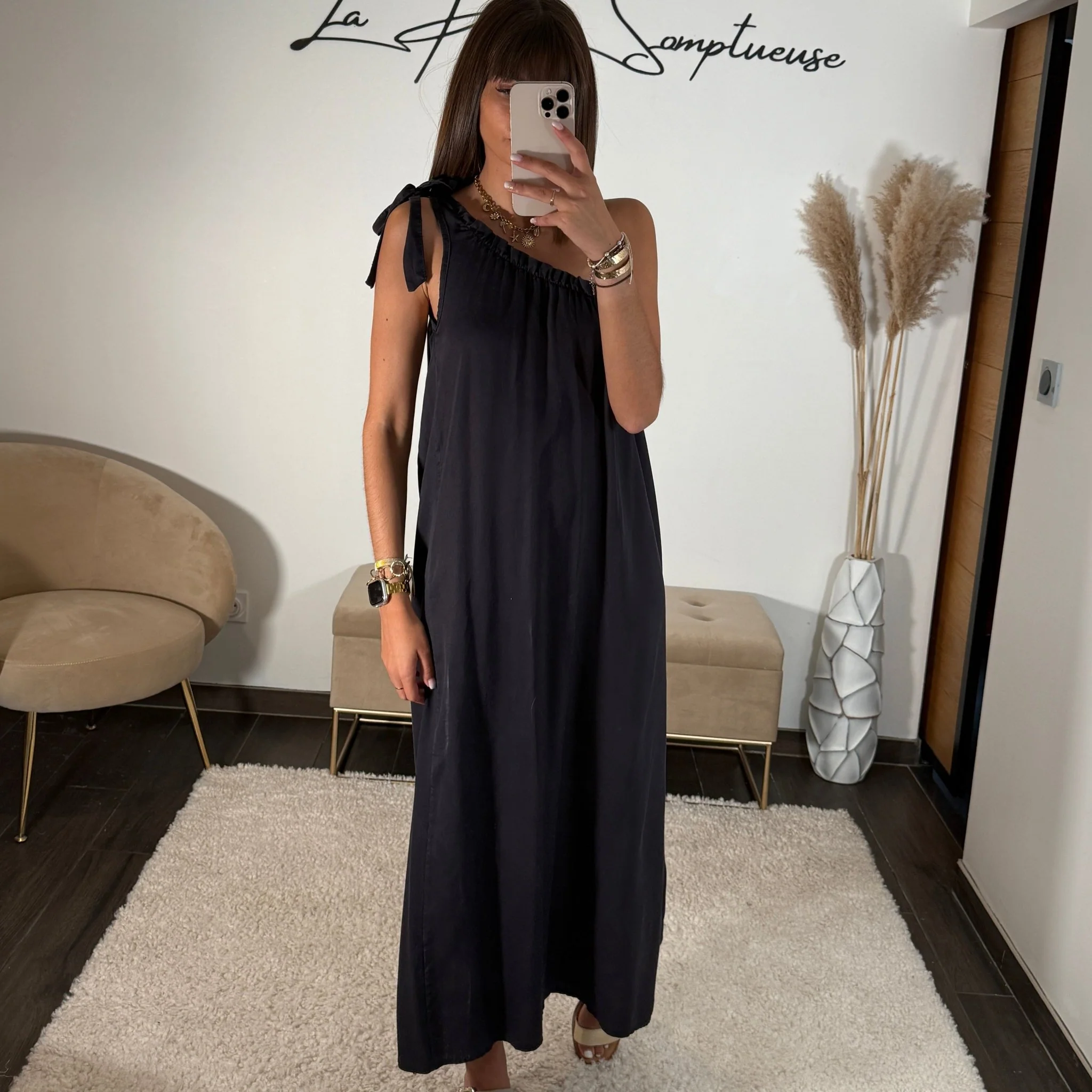 ROBE LONGUE BLEU MARINE SOLINE