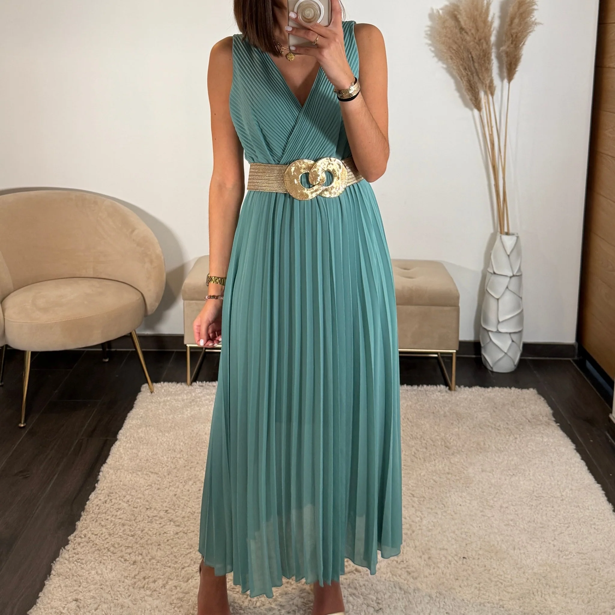 ROBE LONGUE CELADON AMBRE