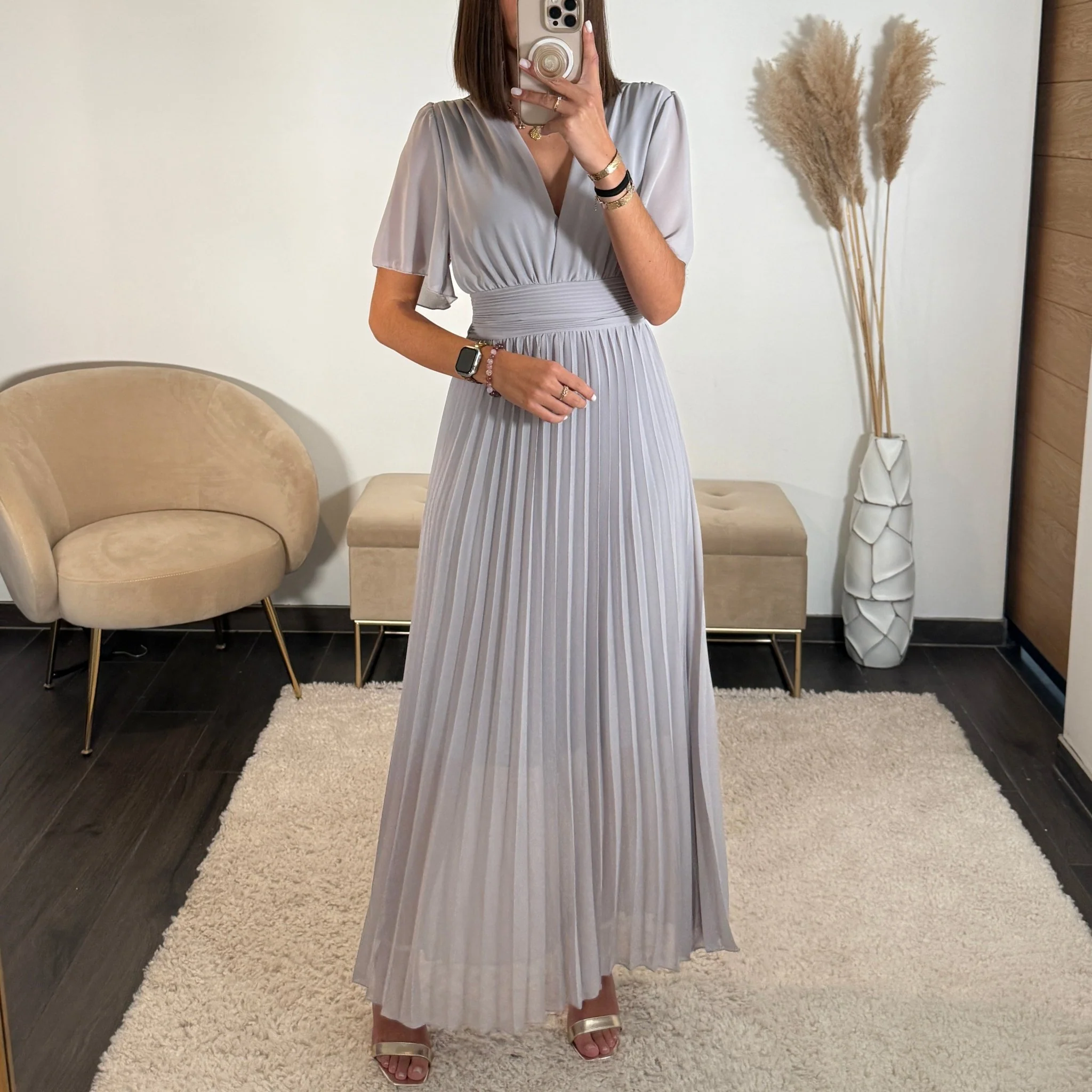 ROBE LONGUE GRISE KARENE
