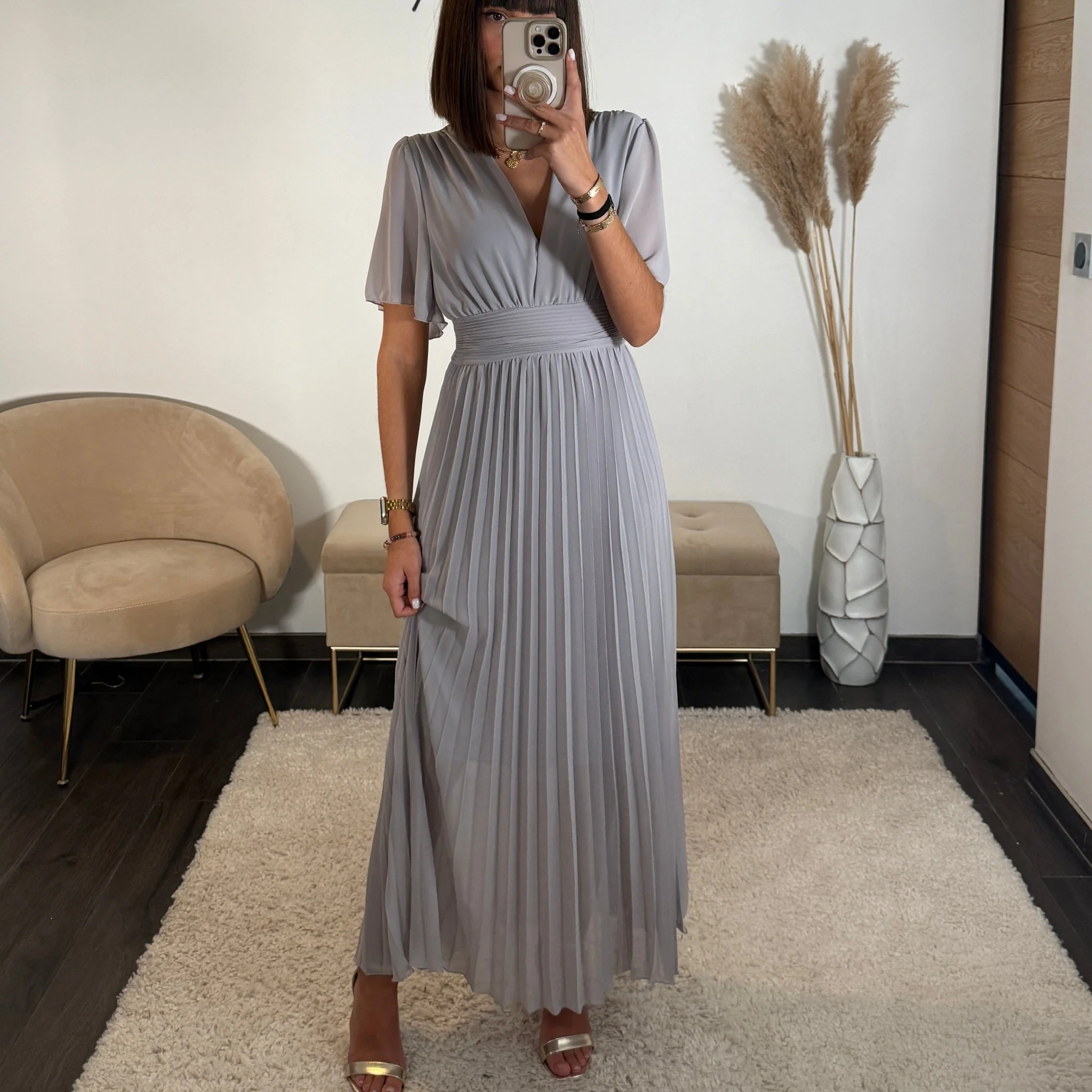 ROBE LONGUE GRISE KARENE - Image 2