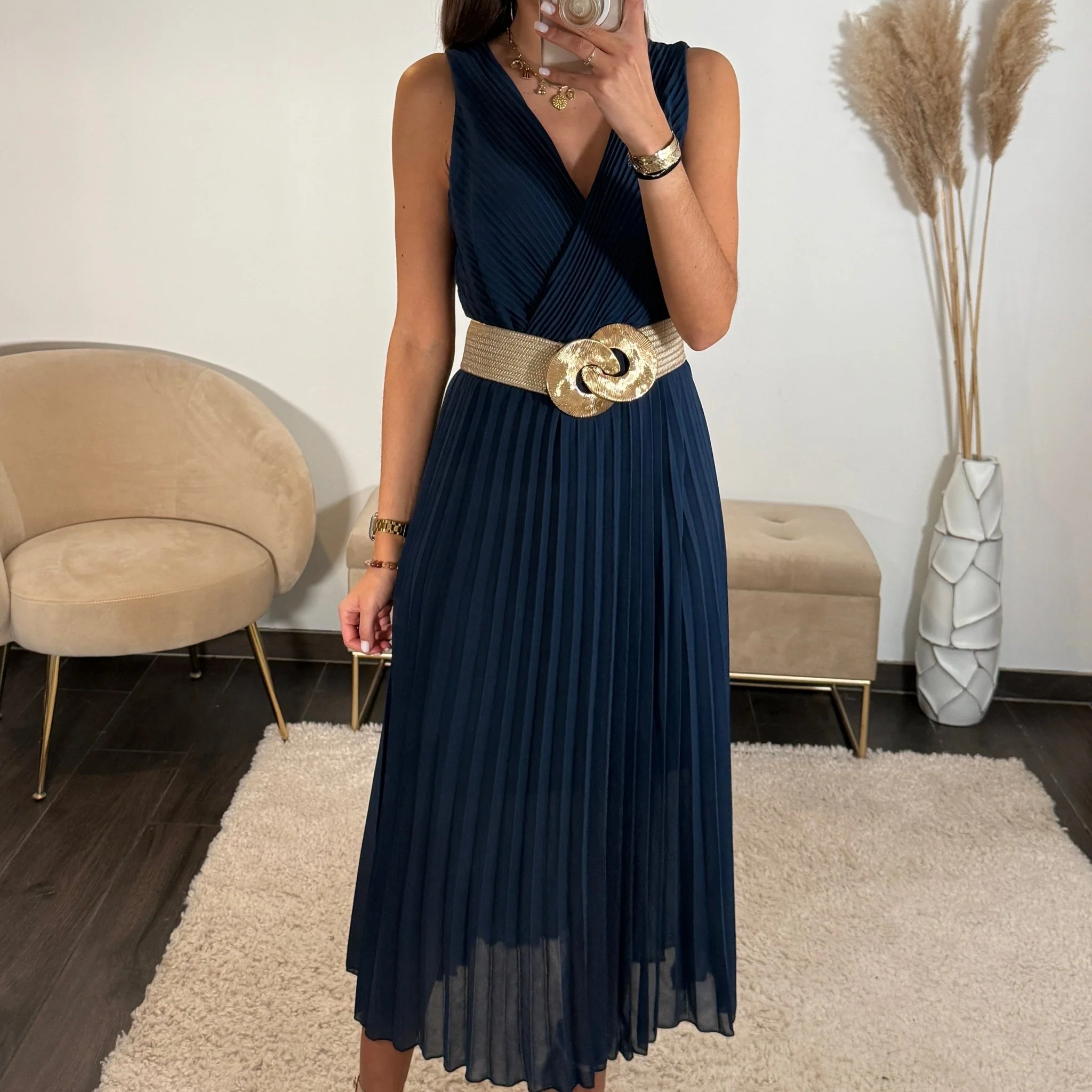 ROBE LONGUE MARINE AMBRE - Image 2