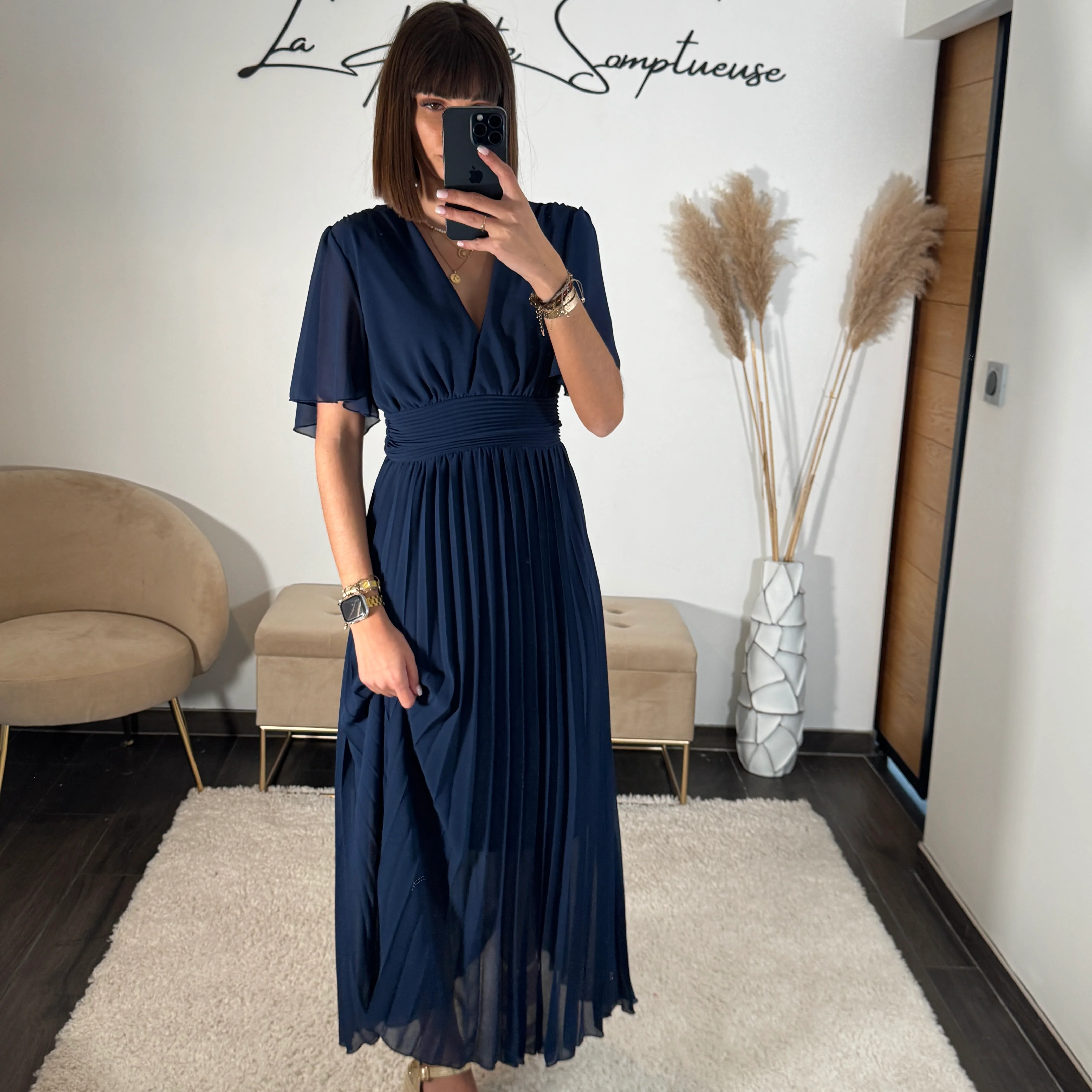ROBE LONGUE MARINE KARENE - Image 2