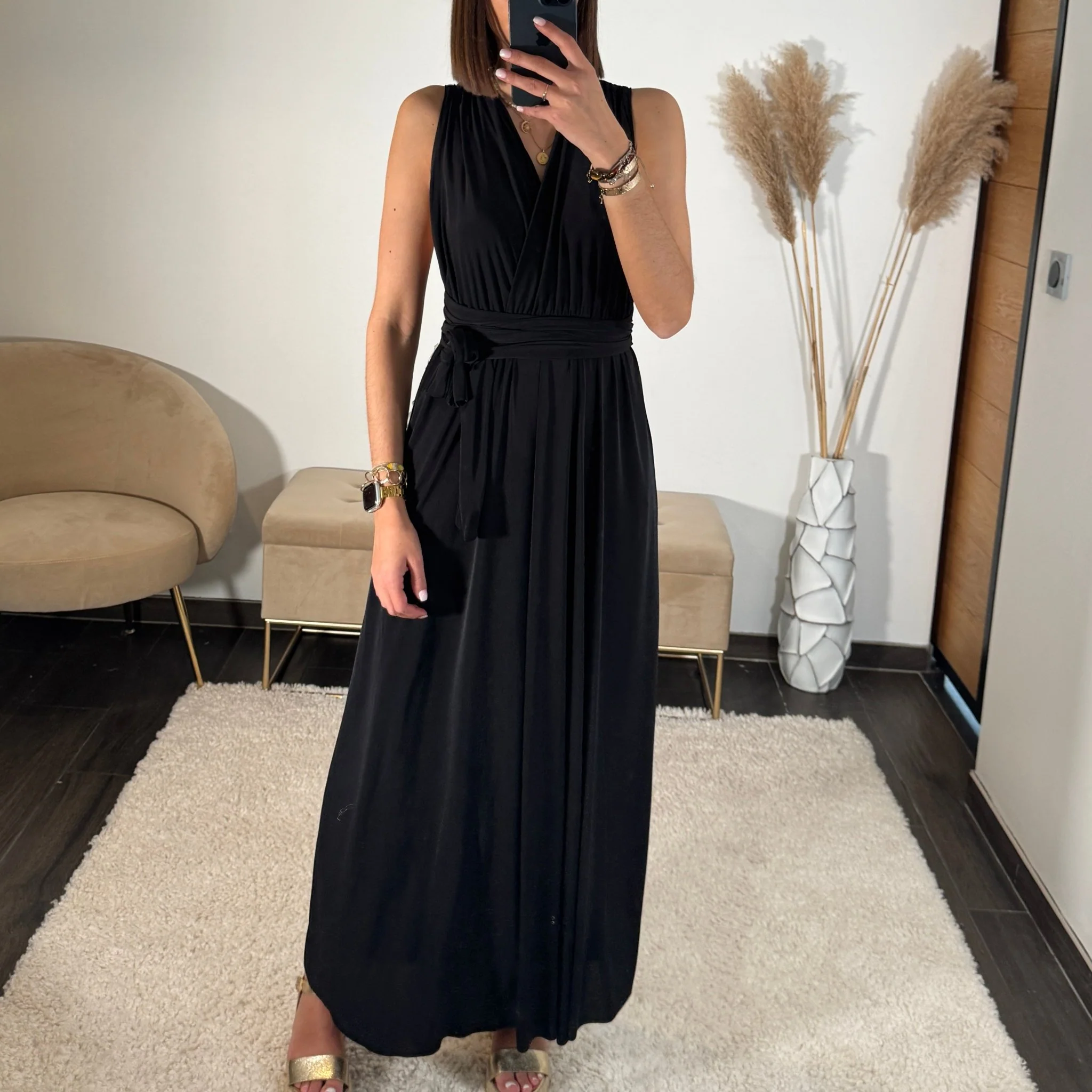 ROBE LONGUE MULTIPOSITION NOIRE IZIA