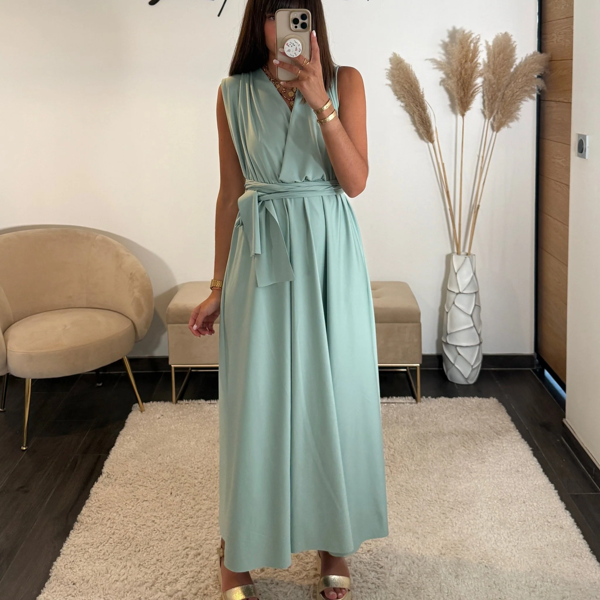 ROBE LONGUE MULTIPOSITION VERT D'EAU IZIA