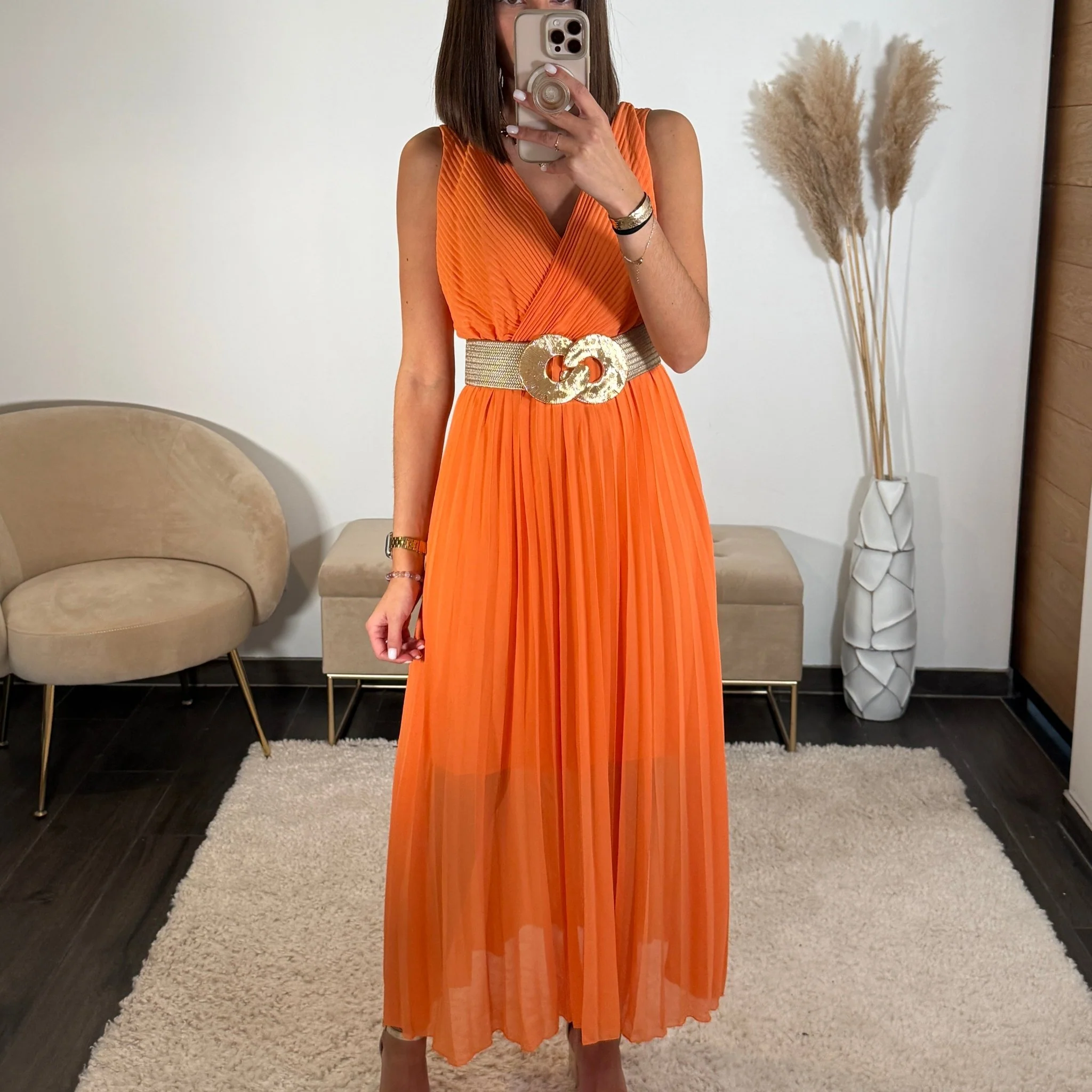ROBE LONGUE ORANGE AMBRE
