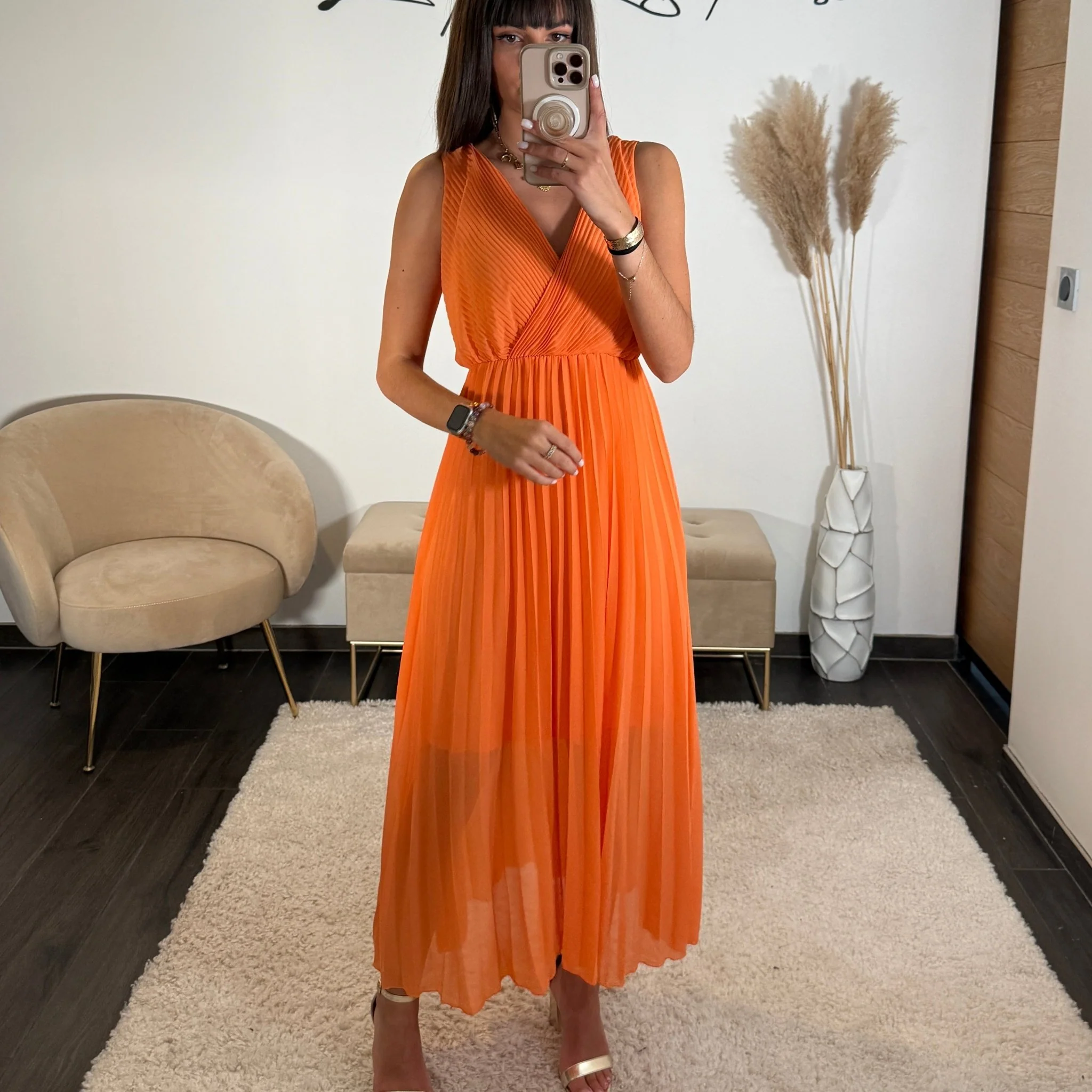 ROBE LONGUE ORANGE AMBRE - Image 2