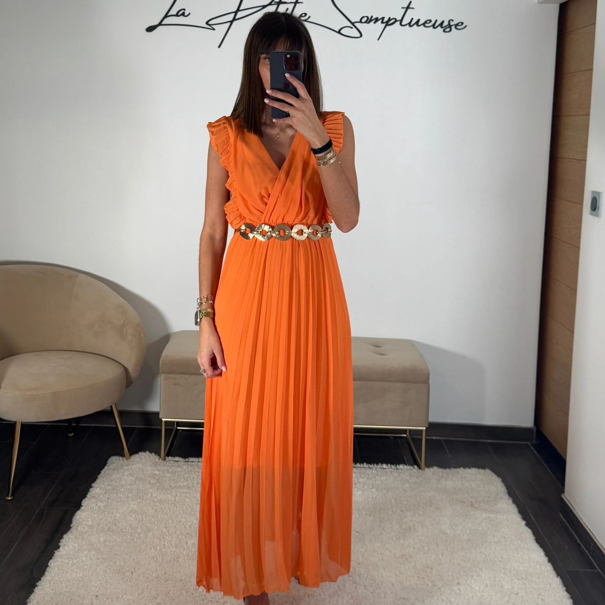 ROBE LONGUE ORANGE GABRIELLE