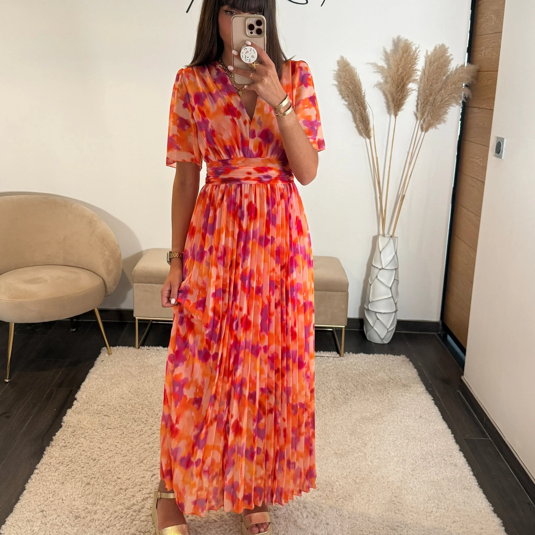 ROBE LONGUE PEACHY FUCHSIA KARENE - Image 2