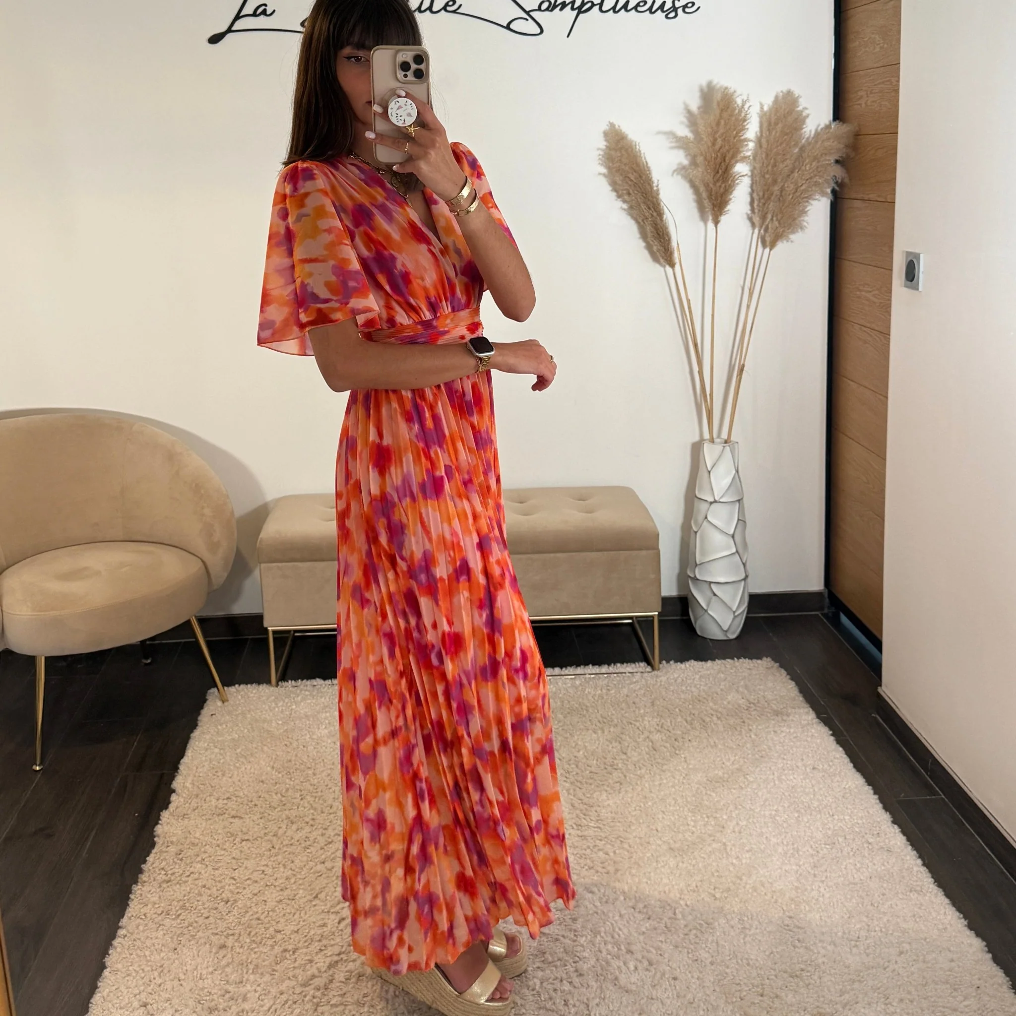 ROBE LONGUE PEACHY FUCHSIA KARENE - Image 3