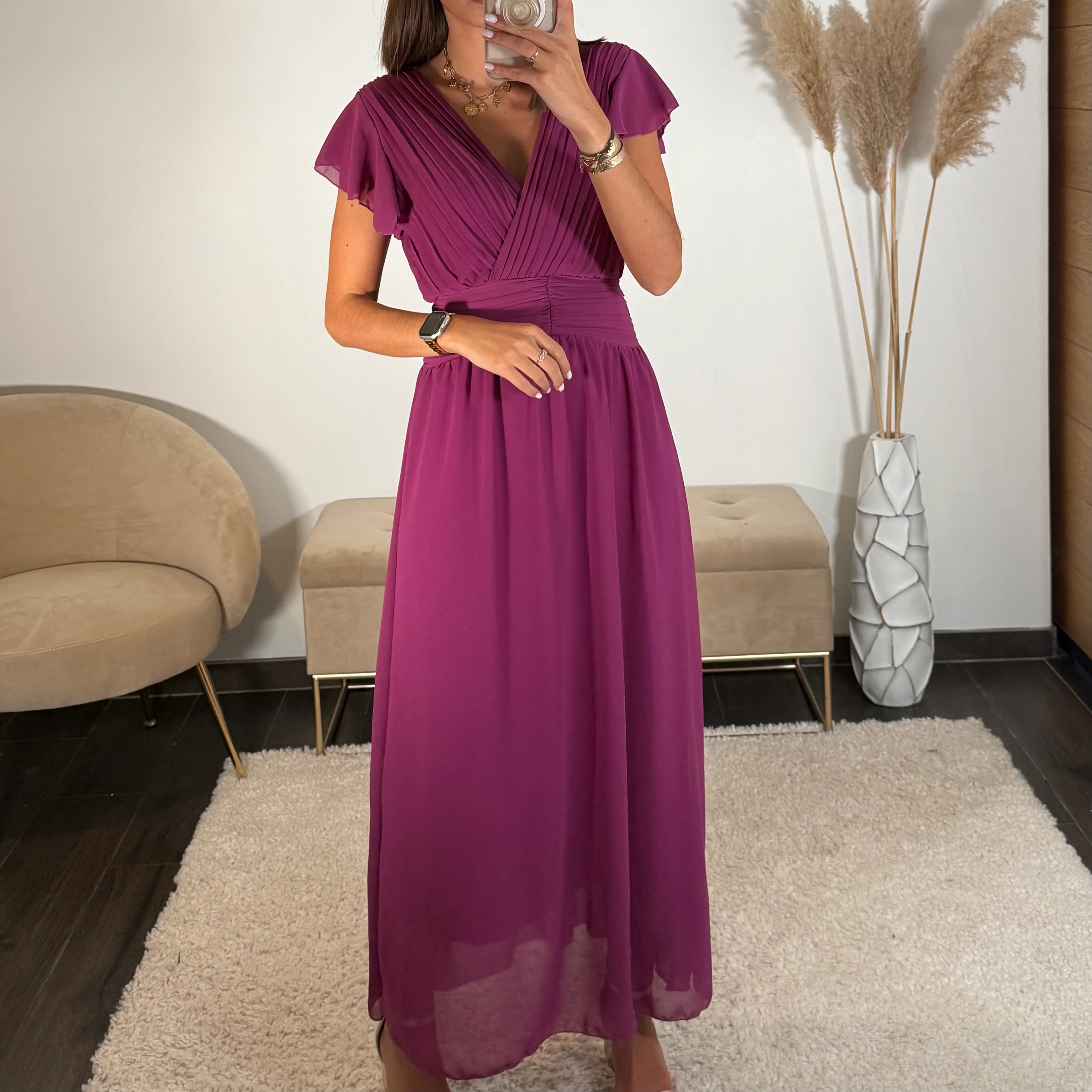 ROBE LONGUE PRUNE CHARLIE
