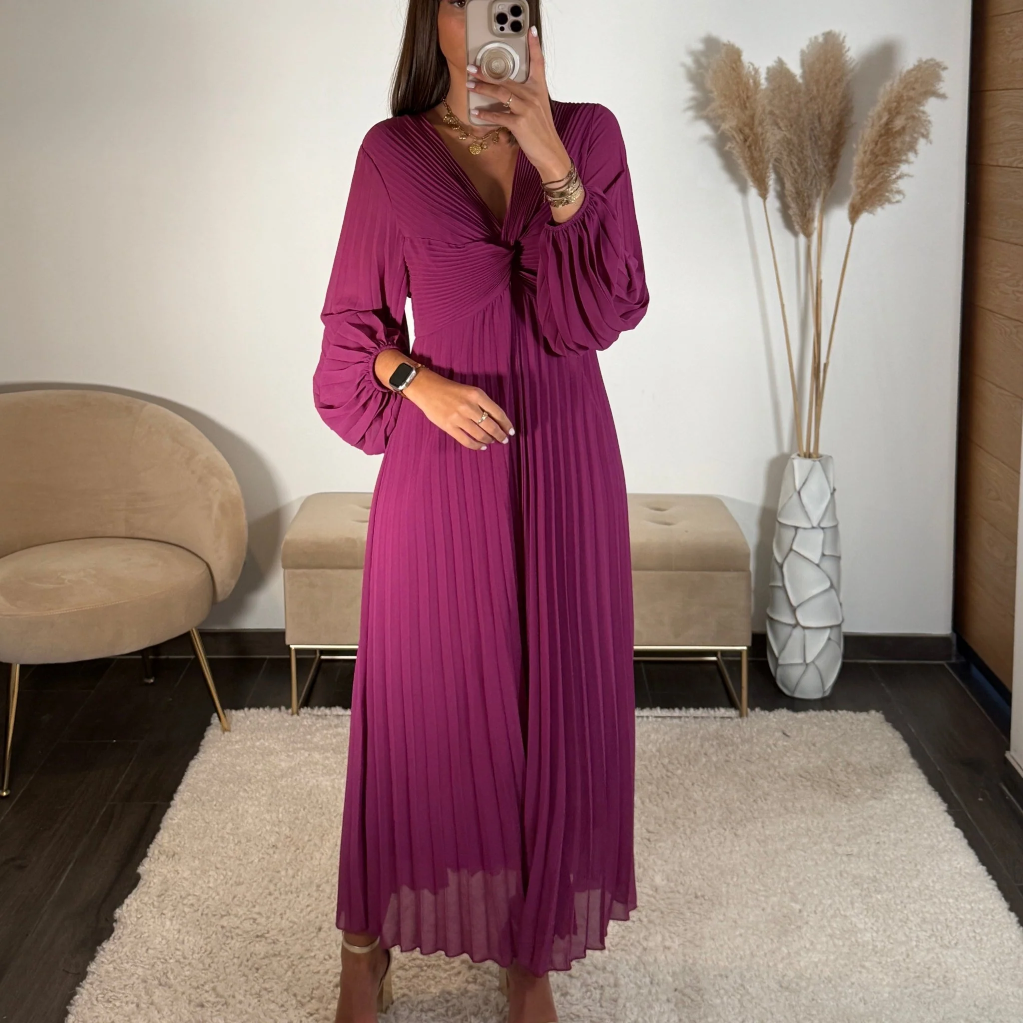 ROBE LONGUE PRUNE MAEVA