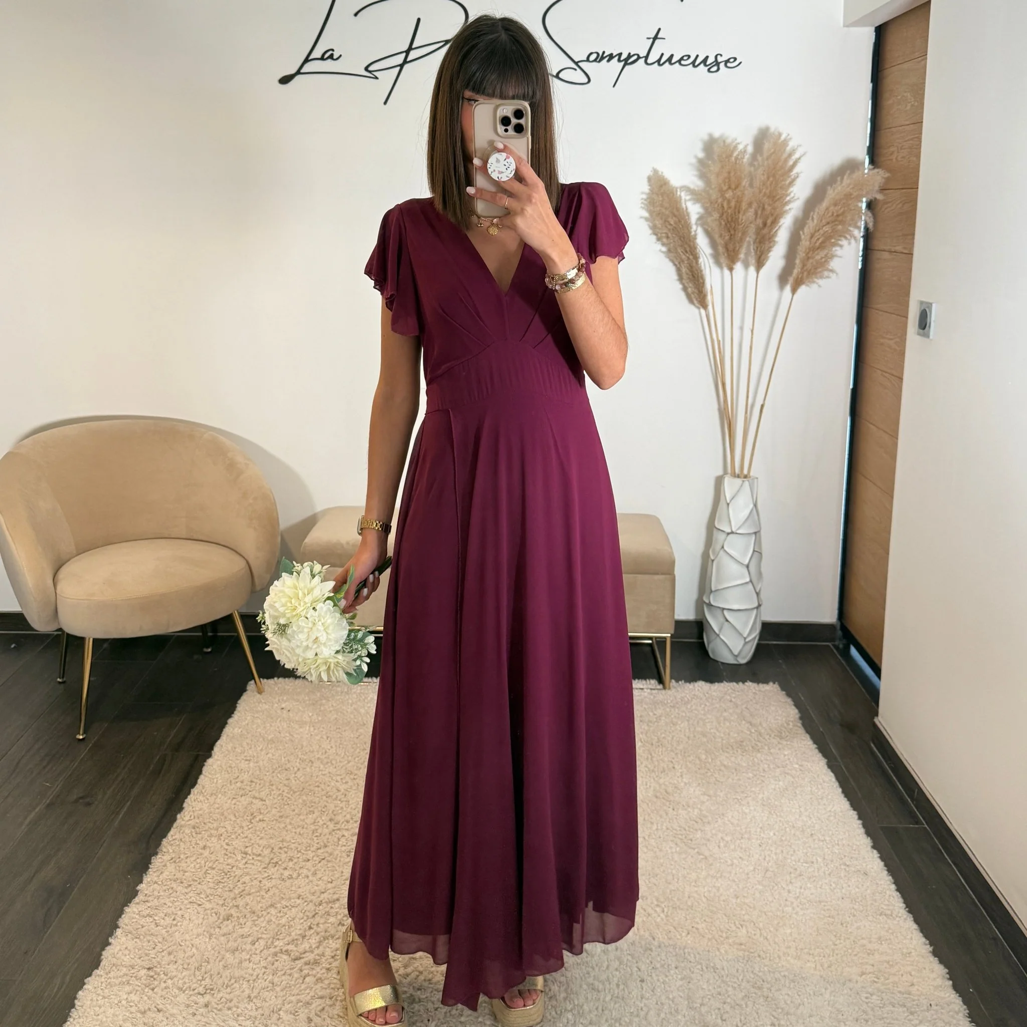 ROBE LONGUE PRUNE OLIVIA