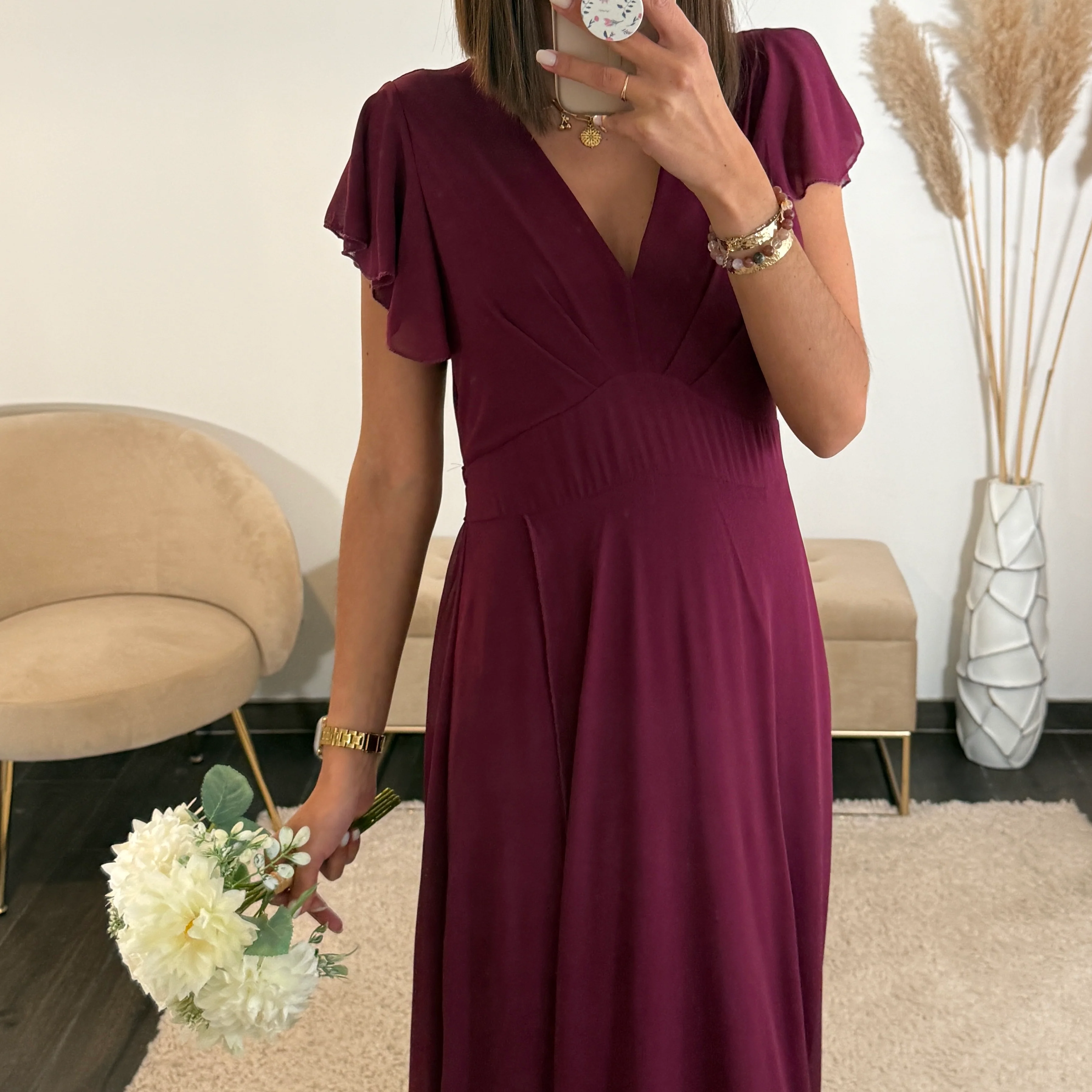 ROBE LONGUE PRUNE OLIVIA - Image 2