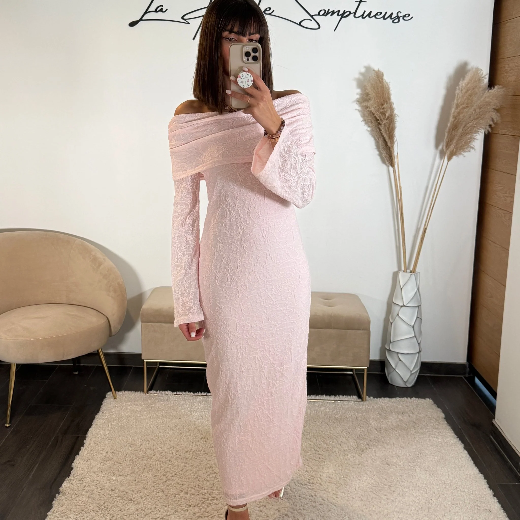 ROBE LONGUE ROSE ALBA - Image 2