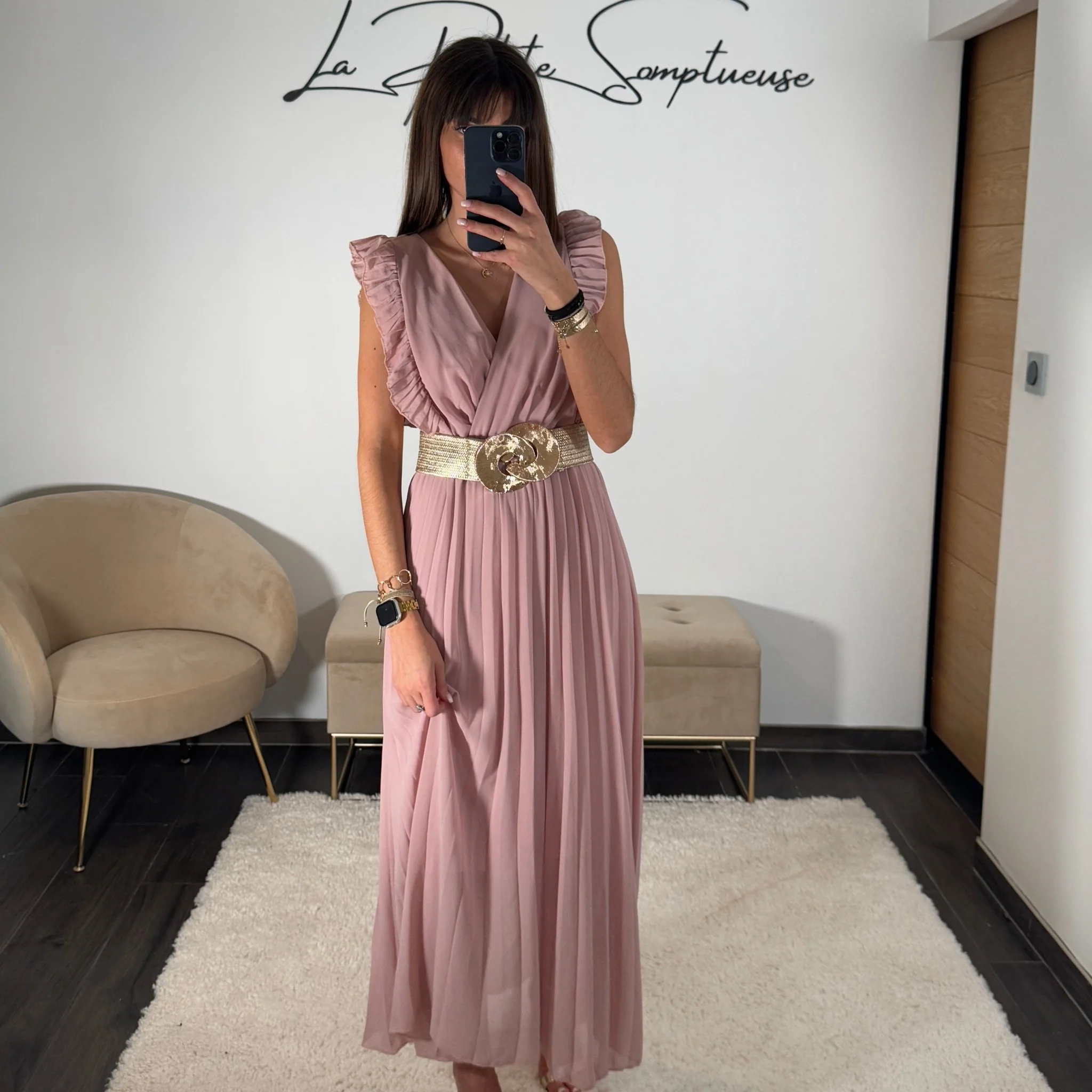 ROBE LONGUE ROSE GABRIELLE - Image 2
