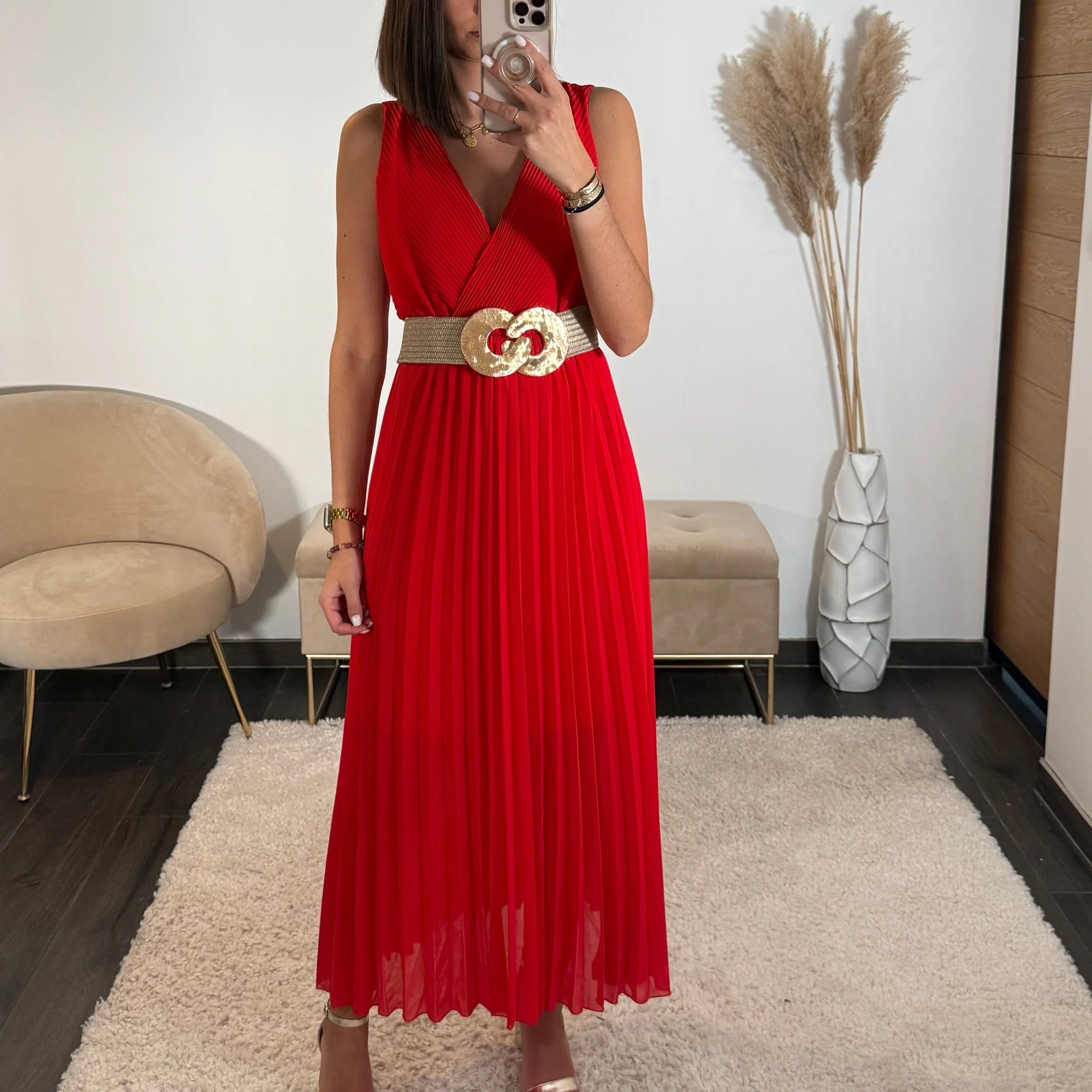 ROBE LONGUE ROUGE AMBRE