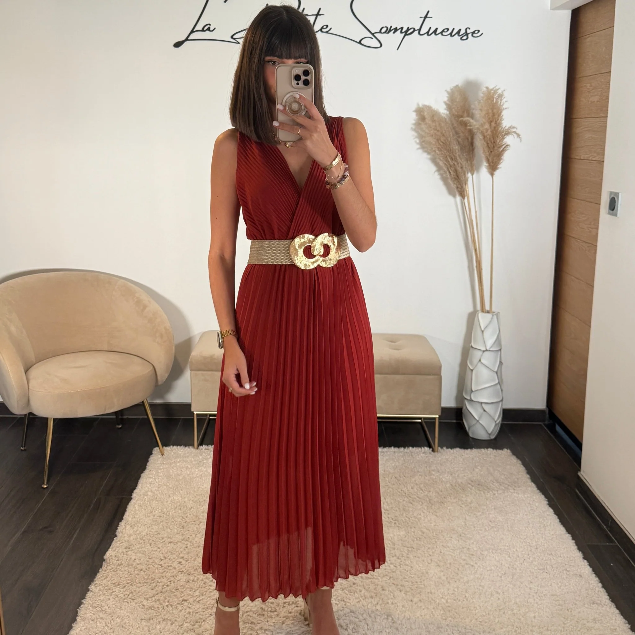 ROBE LONGUE TERRACOTTA AMBRE